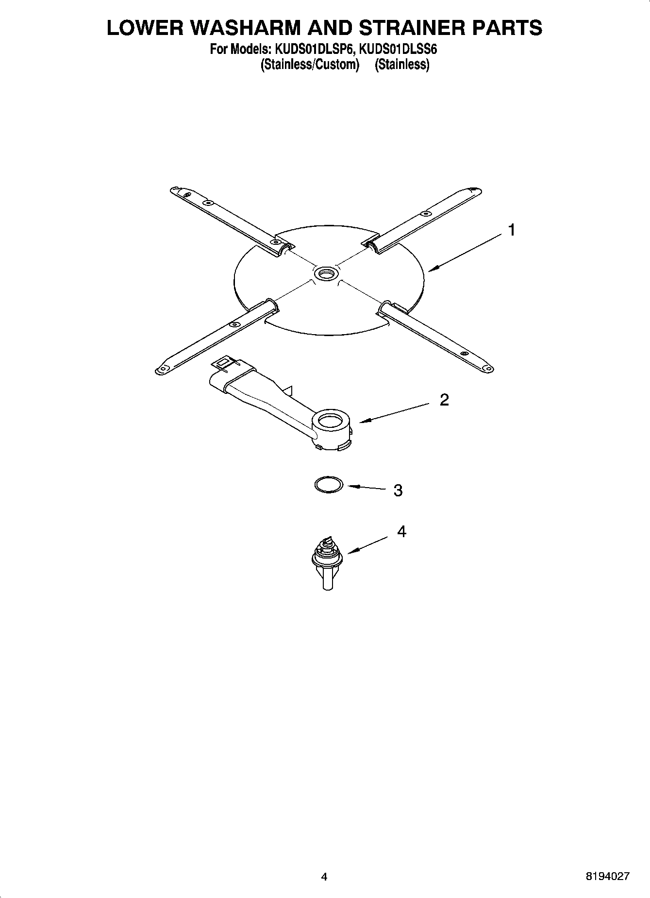 04 - LOWER WASHARM AND STRAINER PARTS