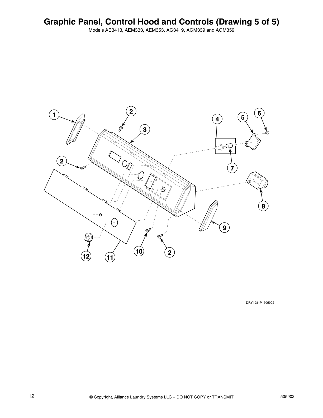 Graphic Panel, Control Hood and Controls (Drawing 5 of 5)