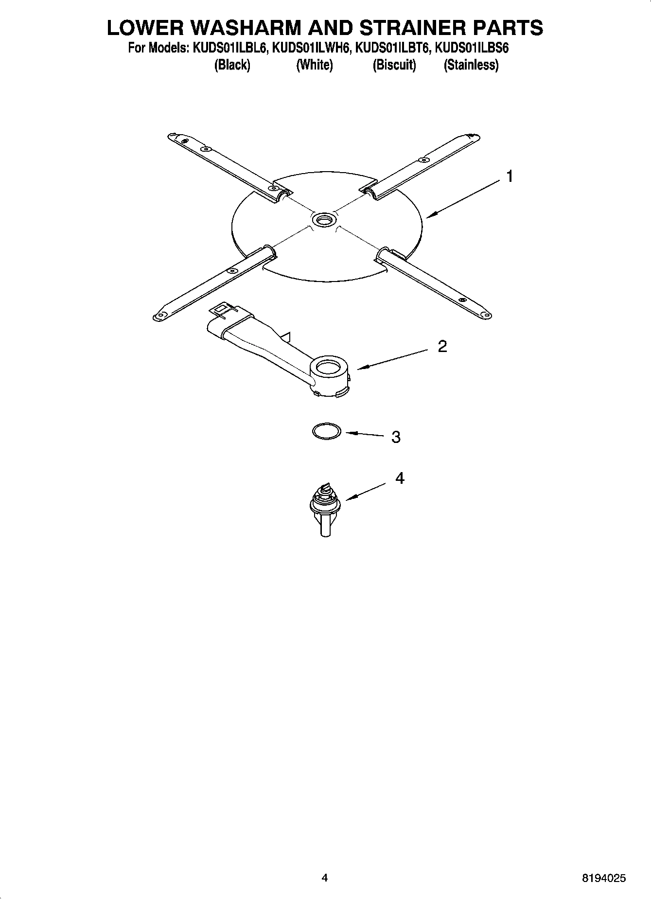 04 - LOWER WASHARM AND STRAINER PARTS