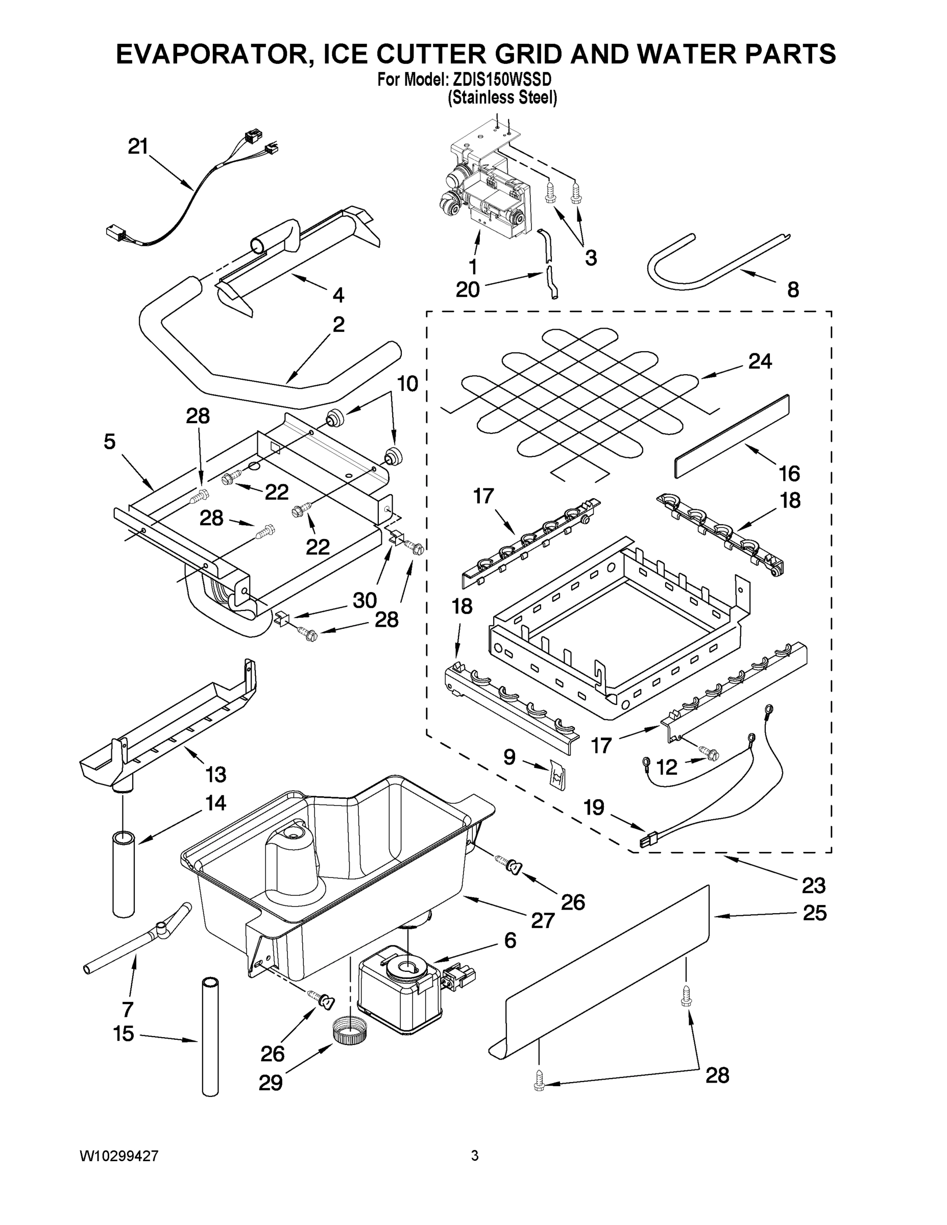 02 - EVAPORATOR ICE CUTTER GRID AND WATER PARTS