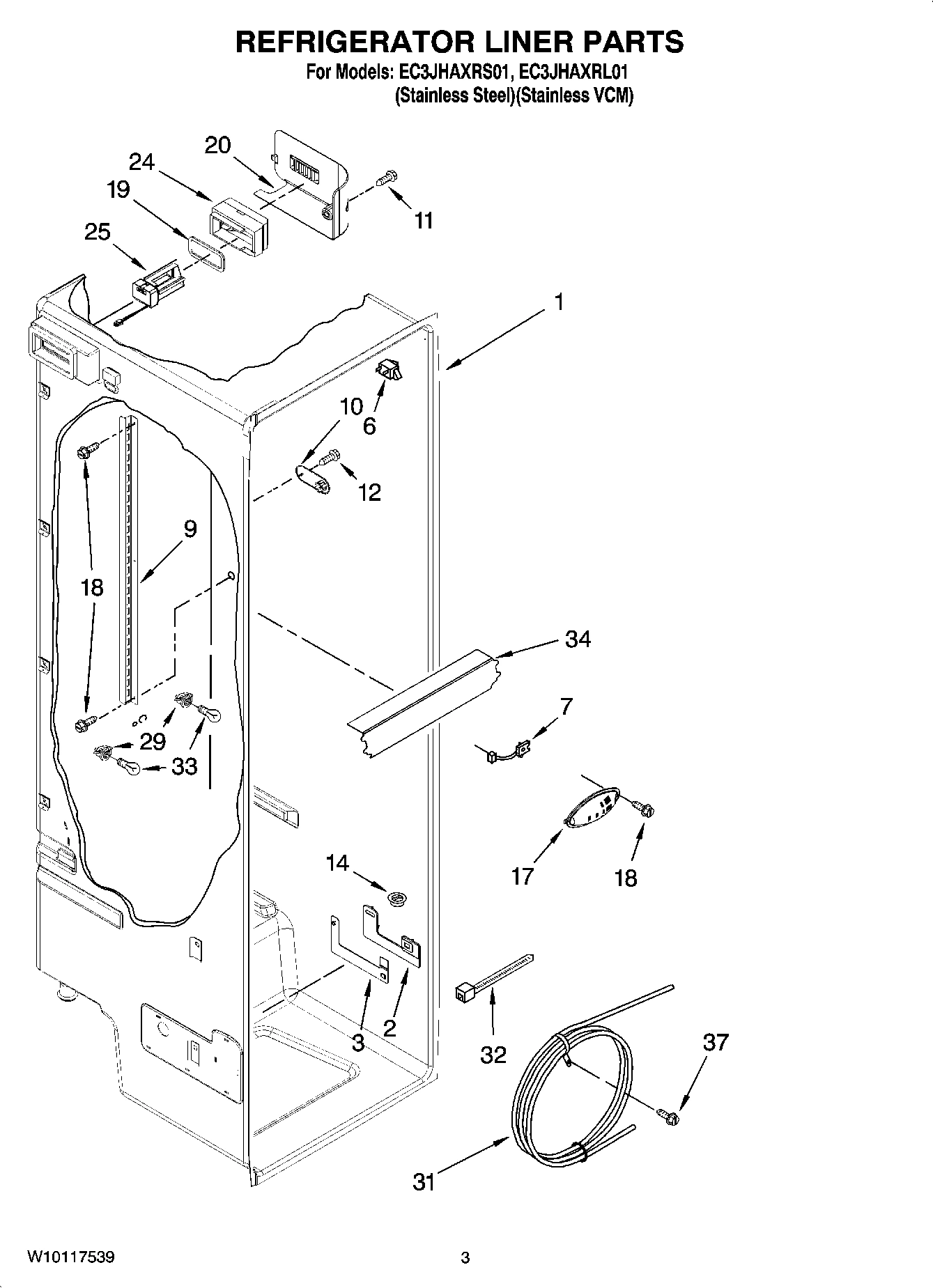 02 - REFRIGERATOR LINER PARTS