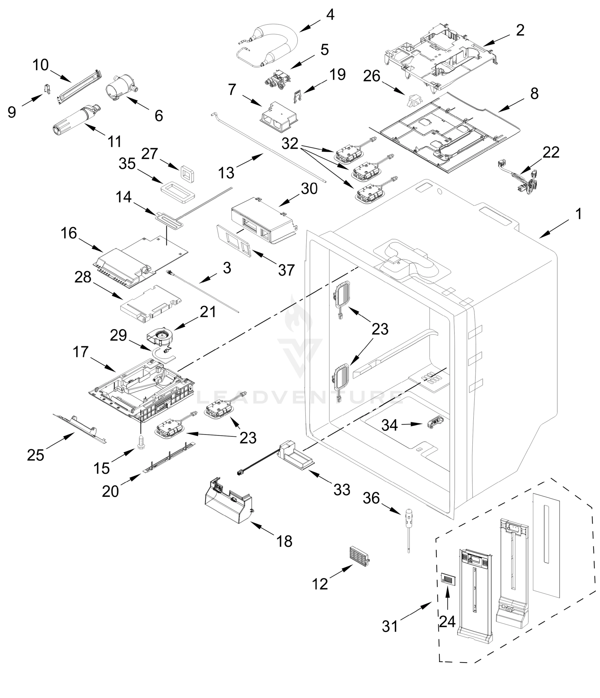 REFRIGERATOR LINER PARTS