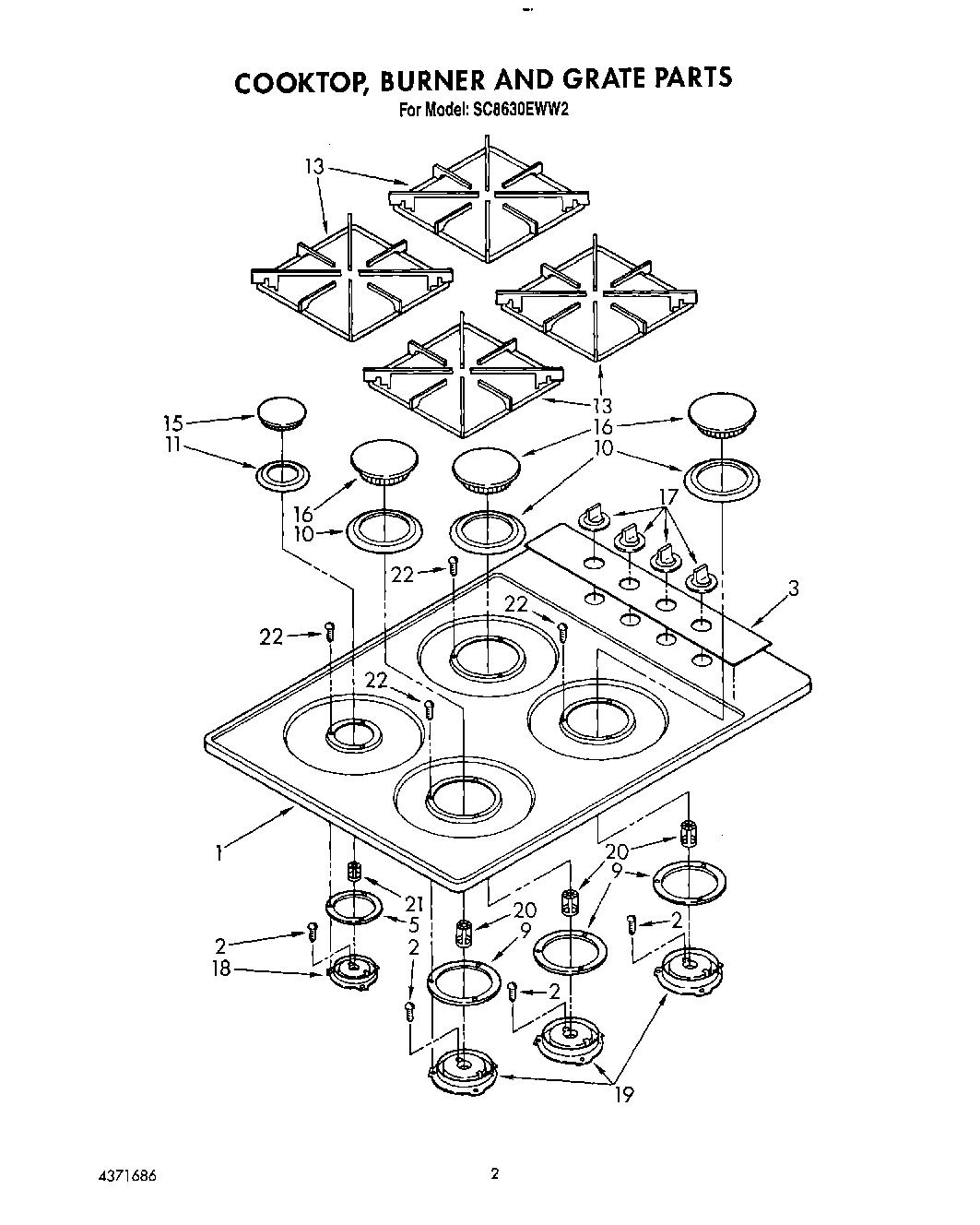 02 - COOKTOP, BURNER AND GRATE
