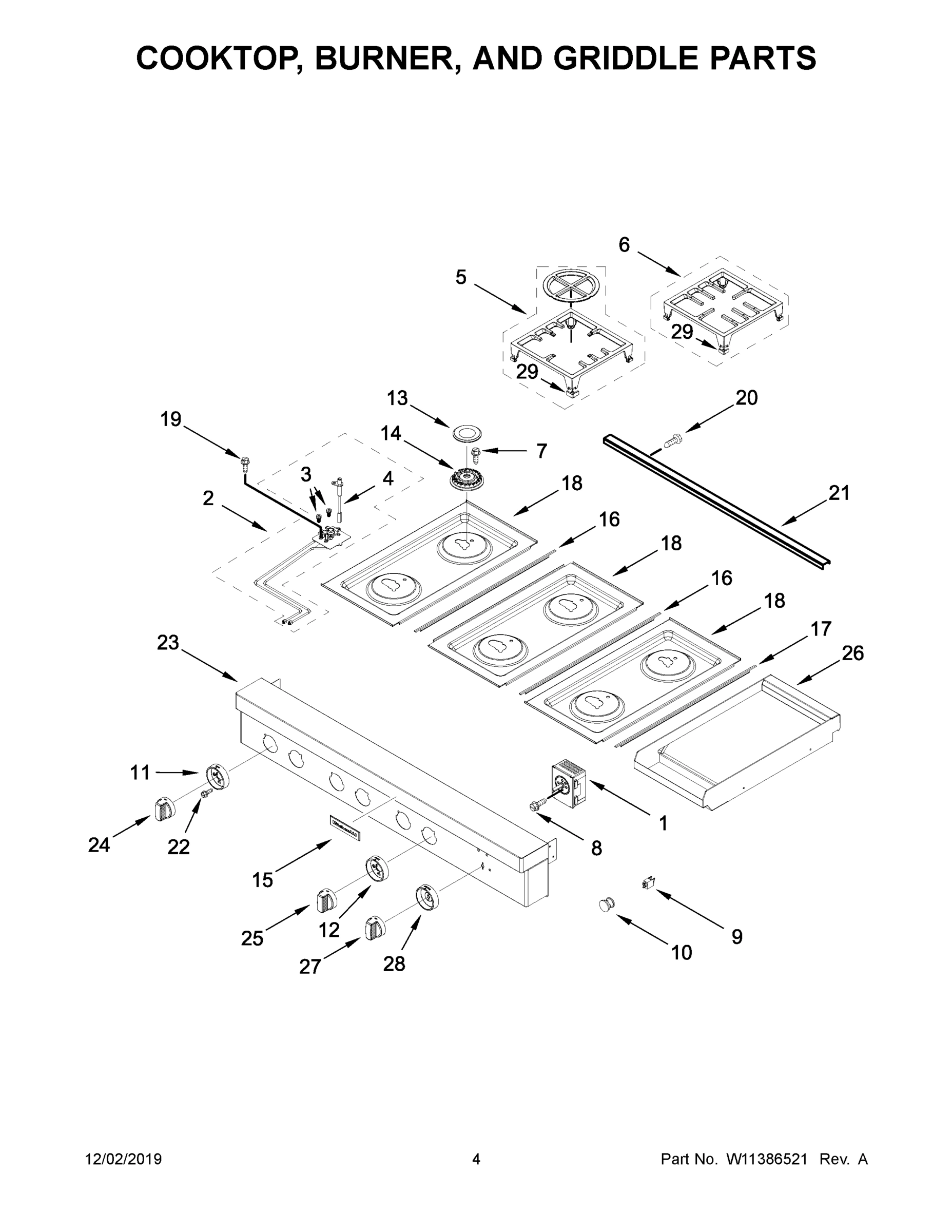 03 - COOKTOP, BURNER, AND GRIDDLE PARTS
