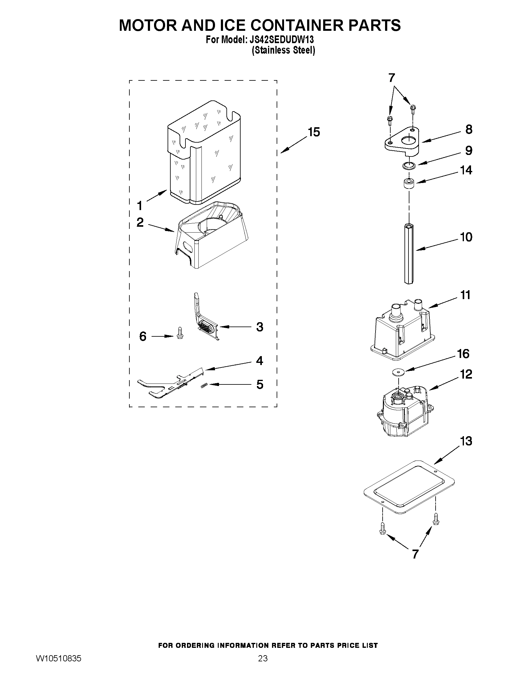 14 - MOTOR AND ICE CONTAINER PARTS