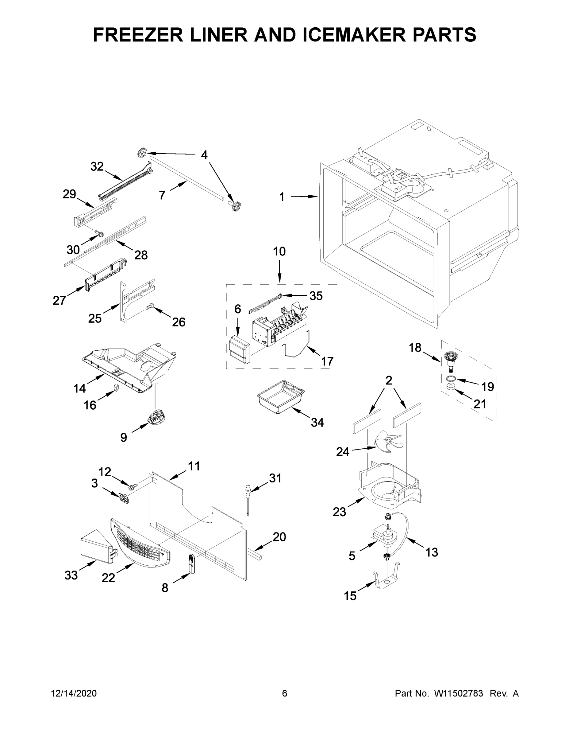 04 - FREEZER LINER AND ICEMAKER PARTS