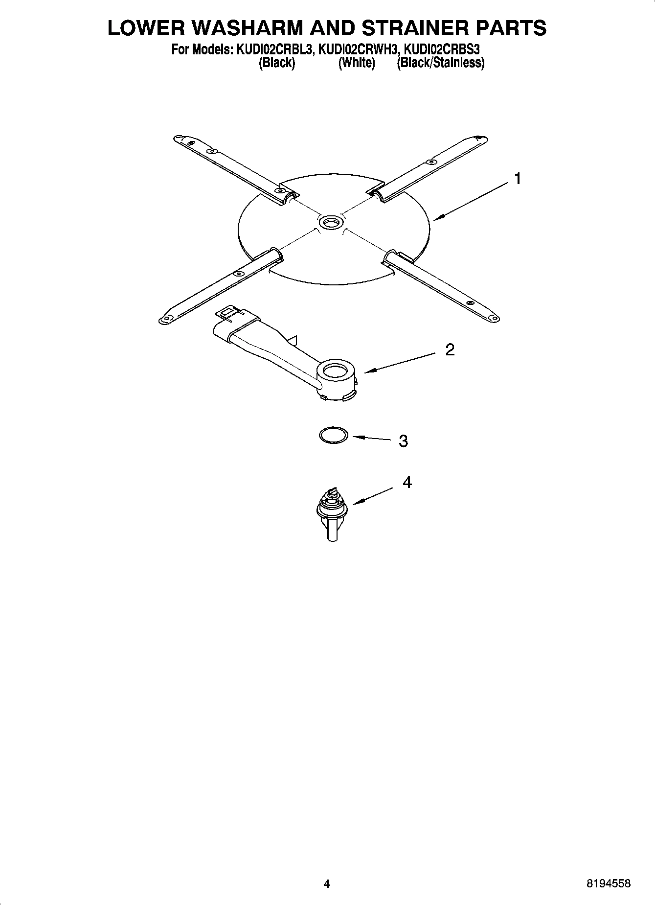 04 - LOWER WASHARM AND STRAINER PARTS