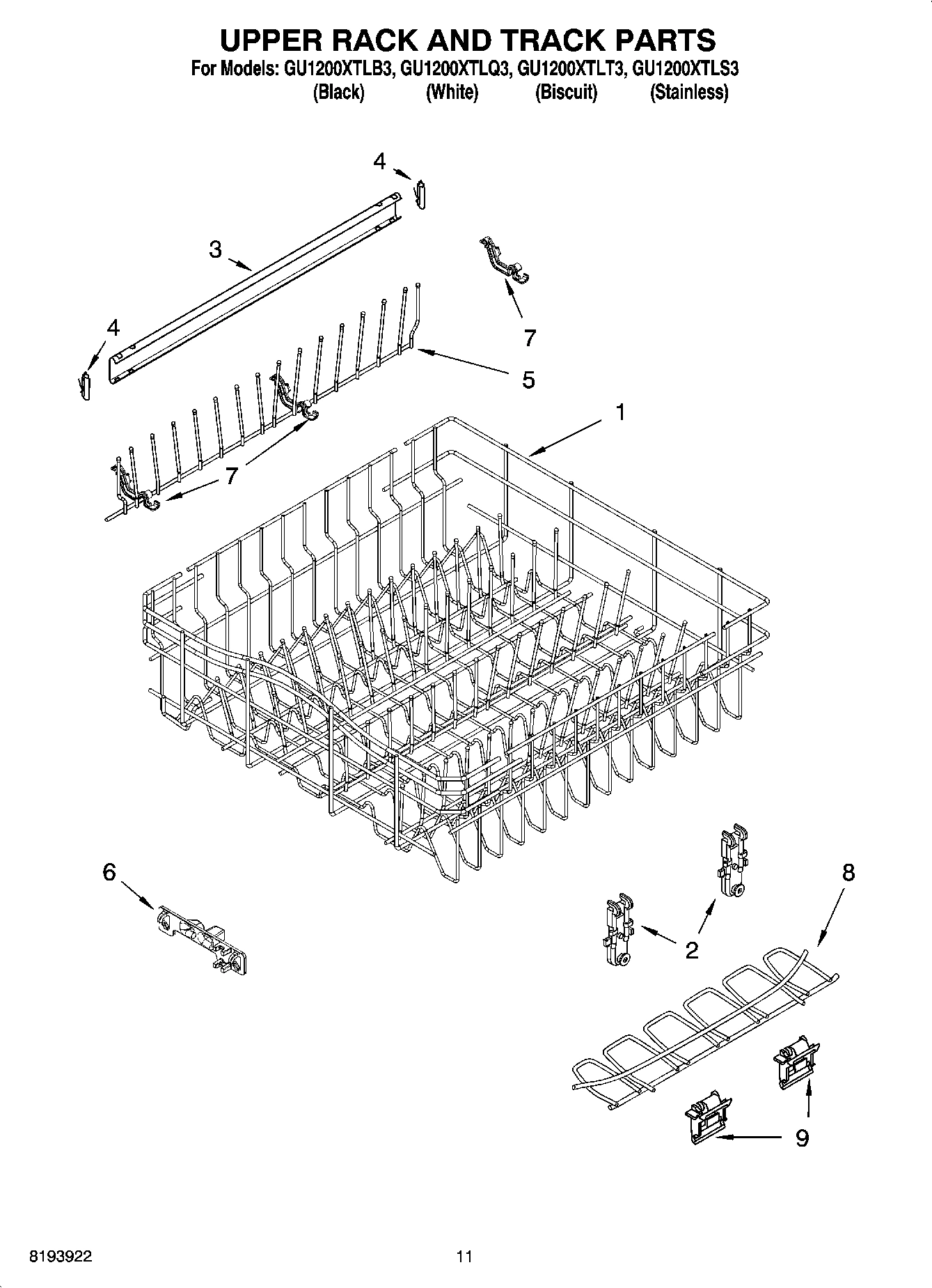 09 - UPPER RACK AND TRACK PARTS