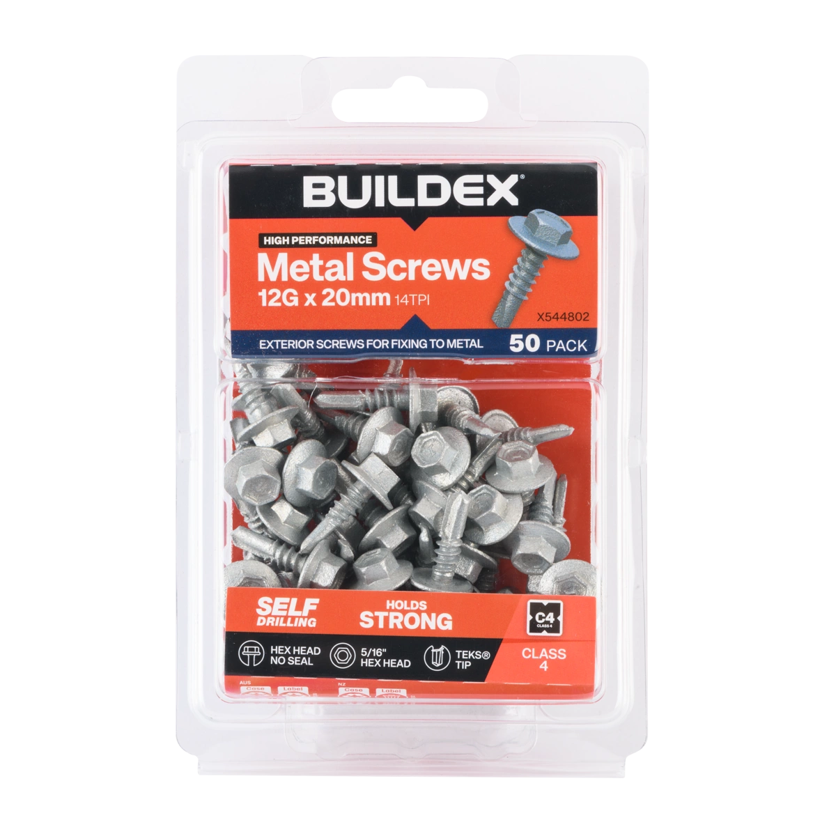 Buildex® 12G x 20mm Class 4 Sheet Metal Screws – 50 Pack
