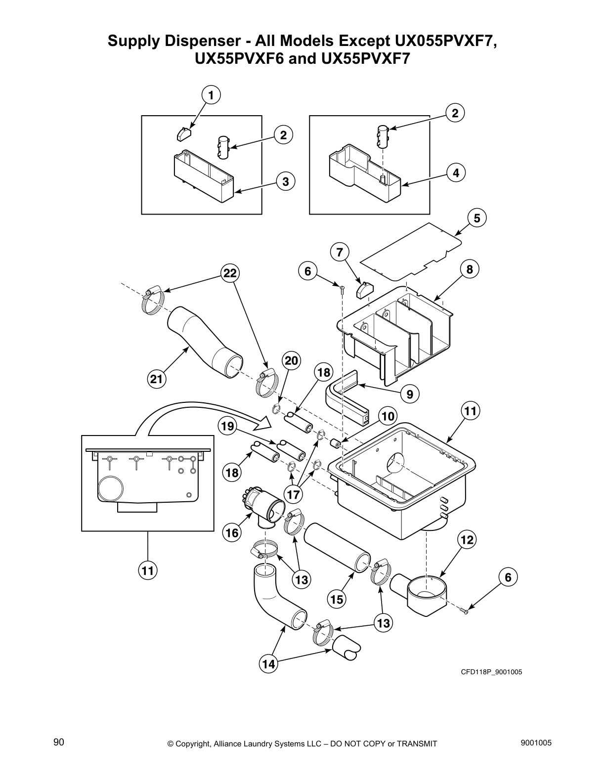 Supply Dispenser - All Models Except UX055PVXF7,
UX55PVXF6 and UX55PVXF7