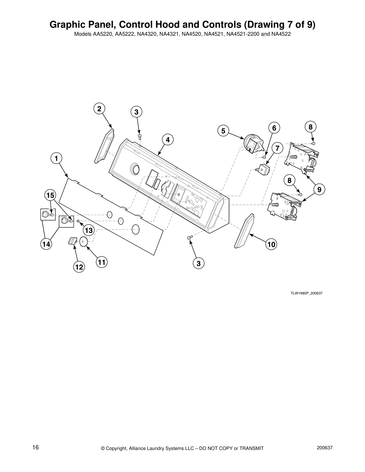 Graphic Panel, Control Hood and Controls (Drawing 7 of 9)