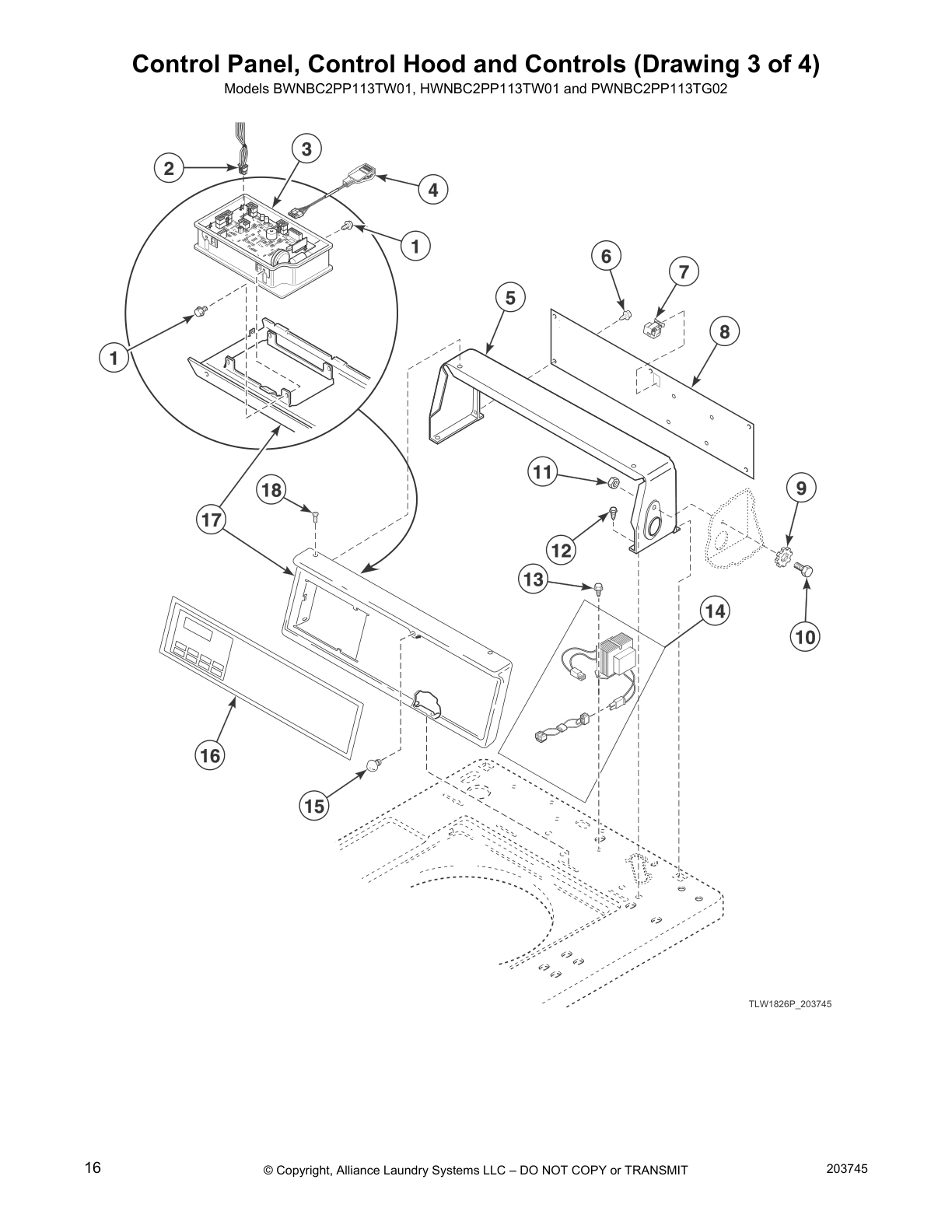 Control Panel, Control Hood and Controls (Drawing 3 of 4)