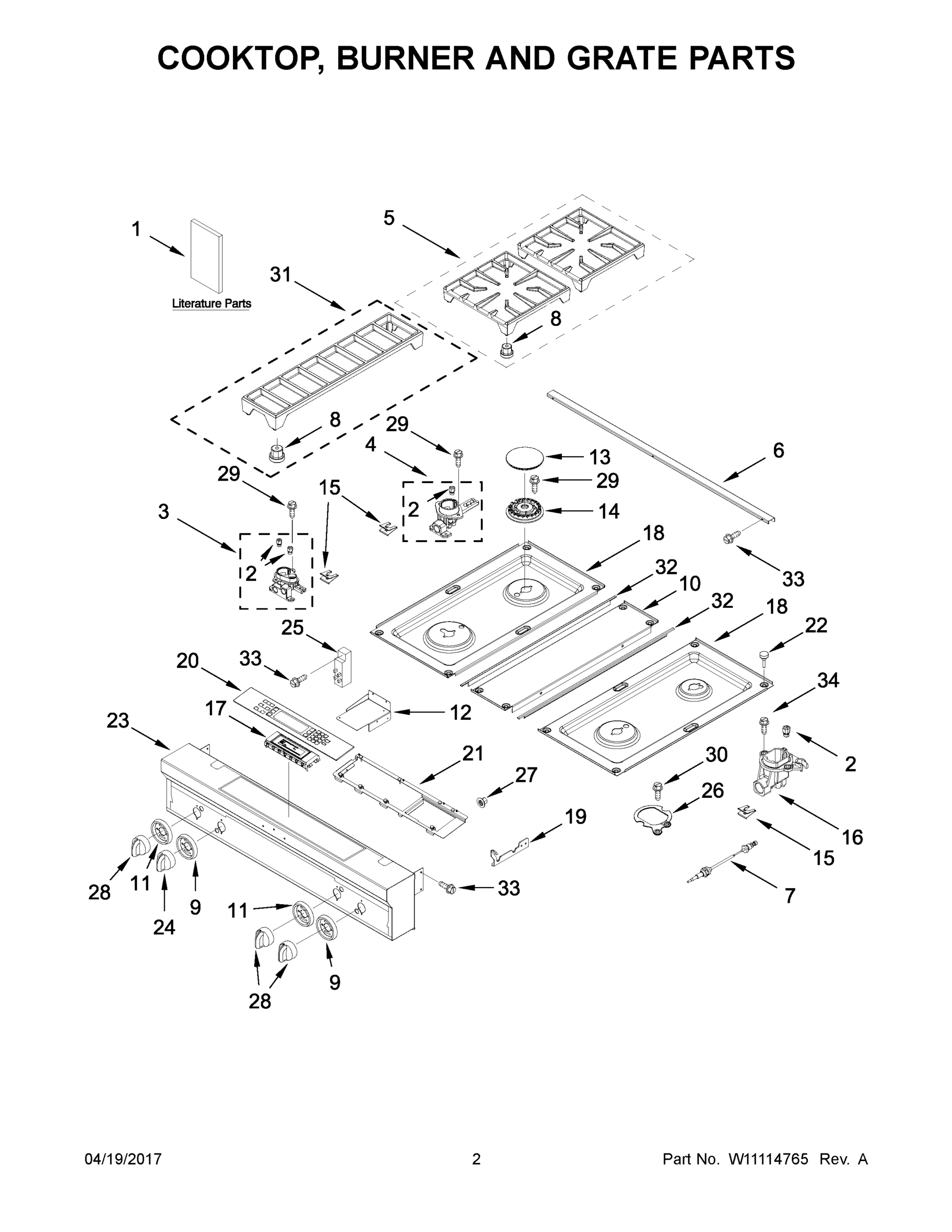 02 - COOKTOP, BURNER AND GRATE PARTS