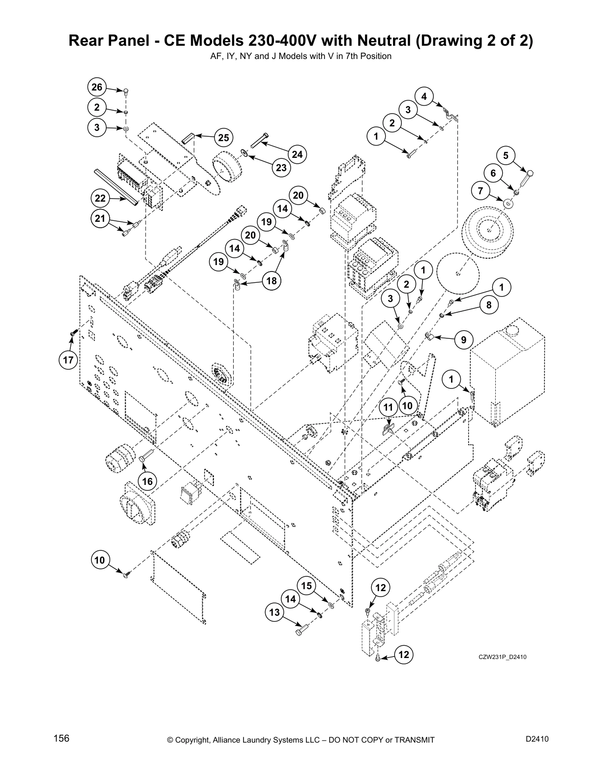 Rear Panel - CE Models 230-400V with Neutral (Drawing 2 of 2)
