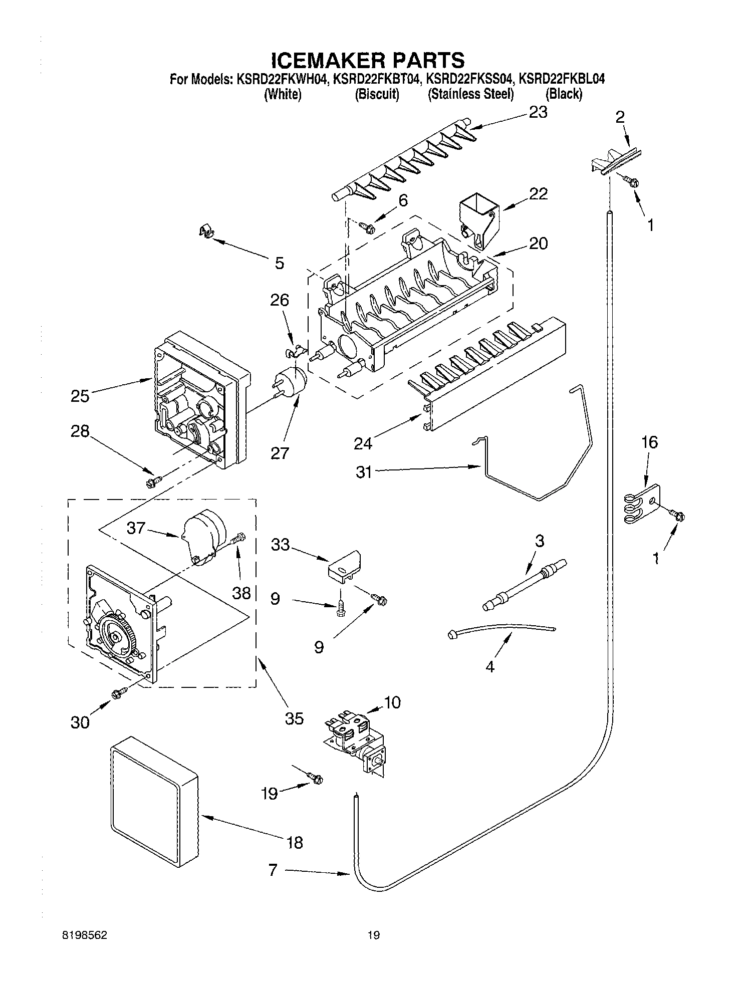 12 - ICEMAKER PARTS, PARTS NOT ILLUSTRATED