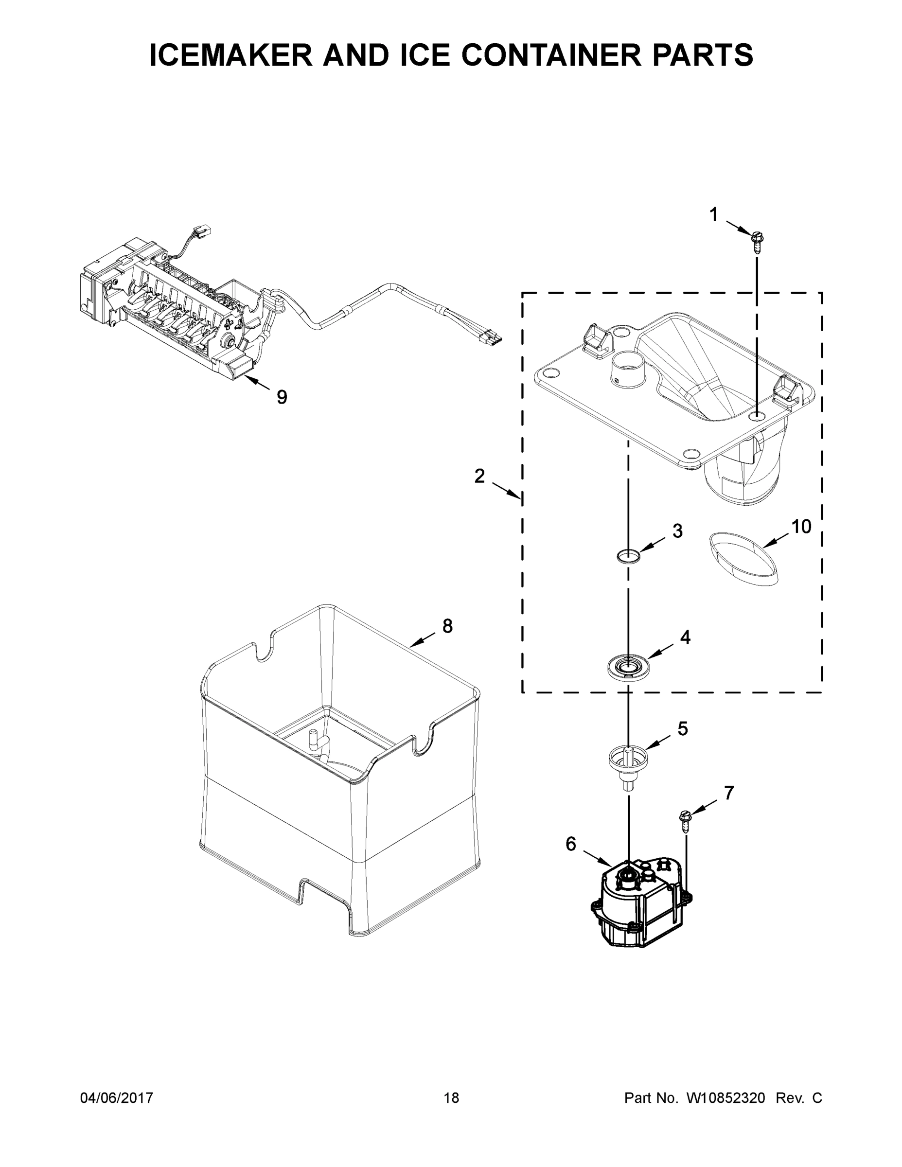 10 - ICEMAKER AND ICE CONTAINER PARTS
