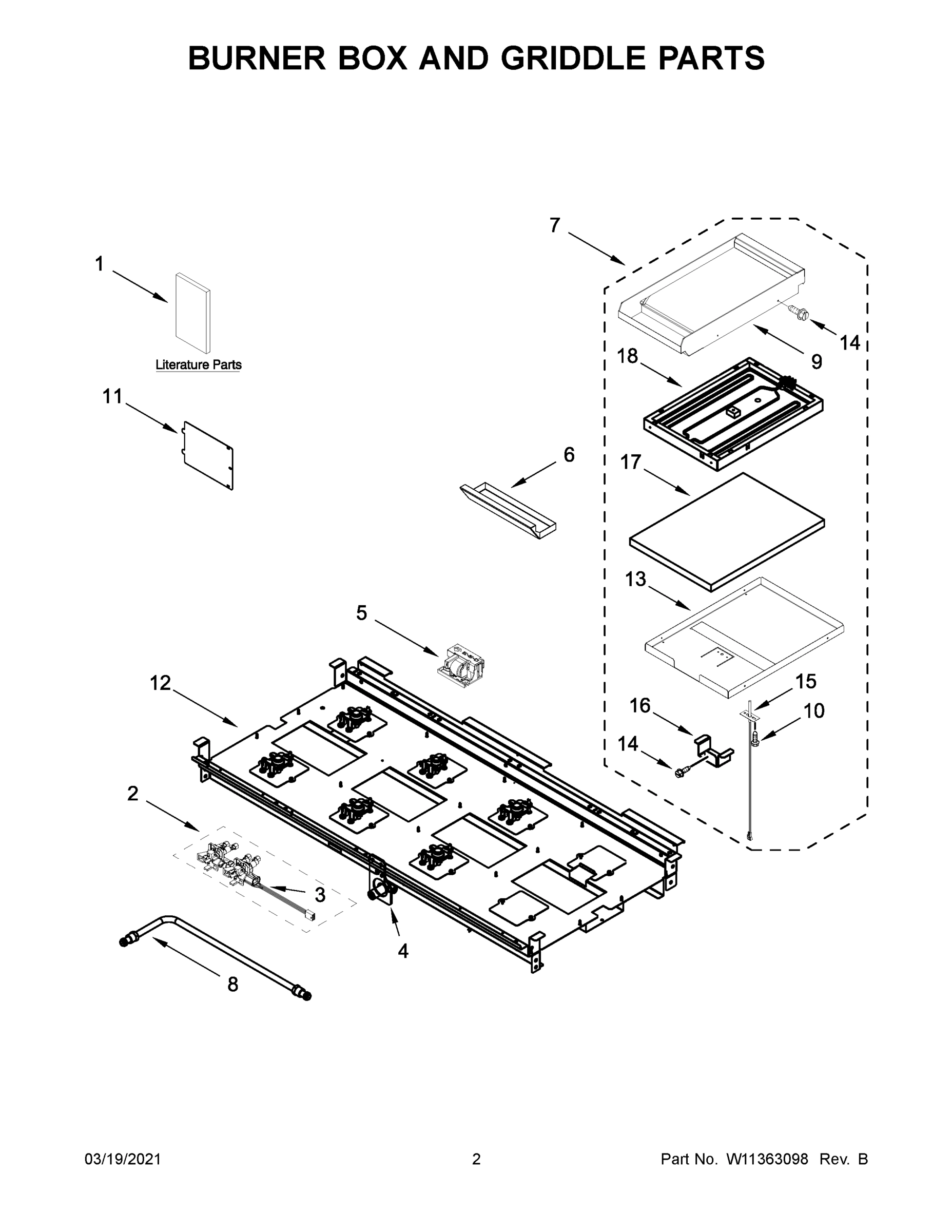 02 - BURNER BOX AND GRIDDLE PARTS