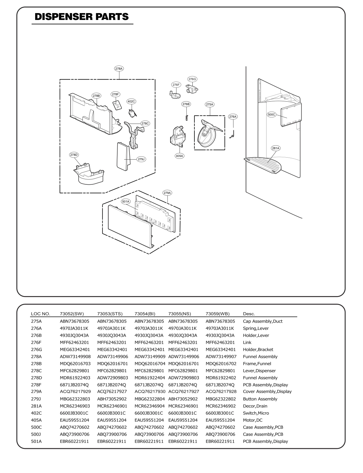 DISPENSER PARTS