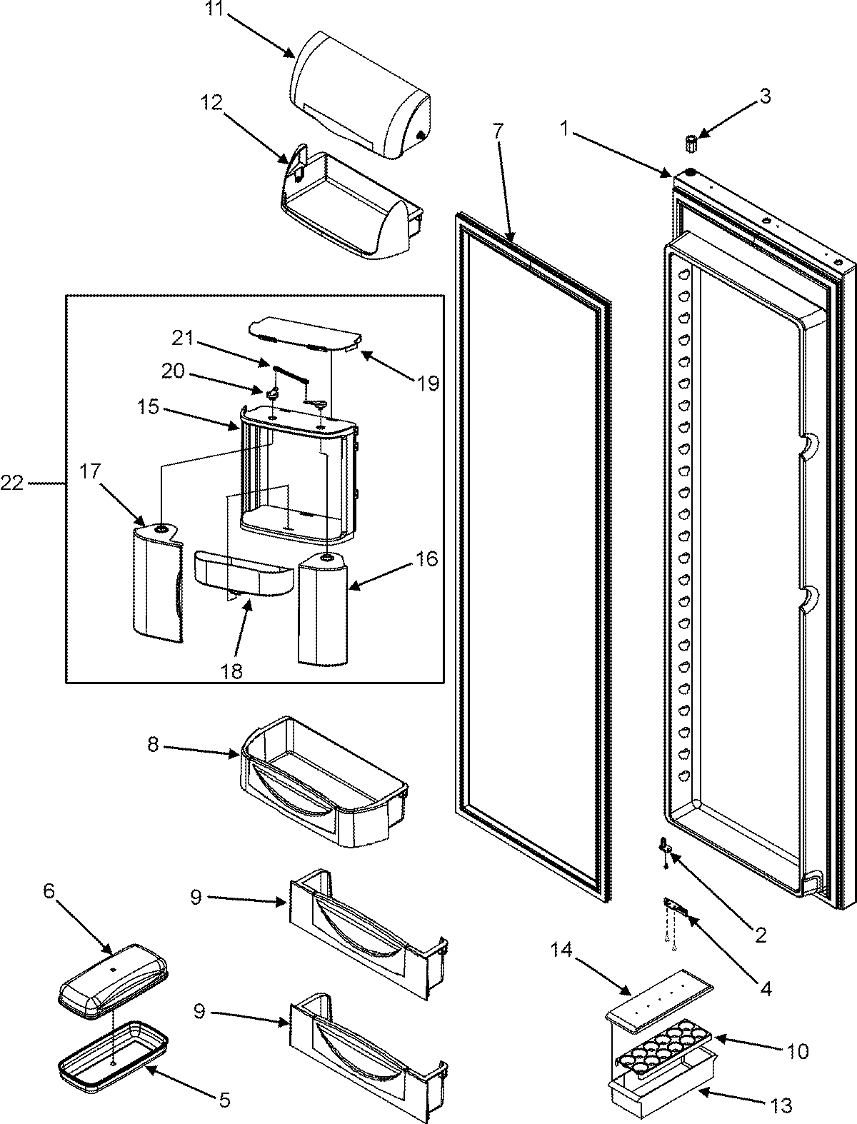16 - REFRIGERATOR DOOR (INTERIOR)