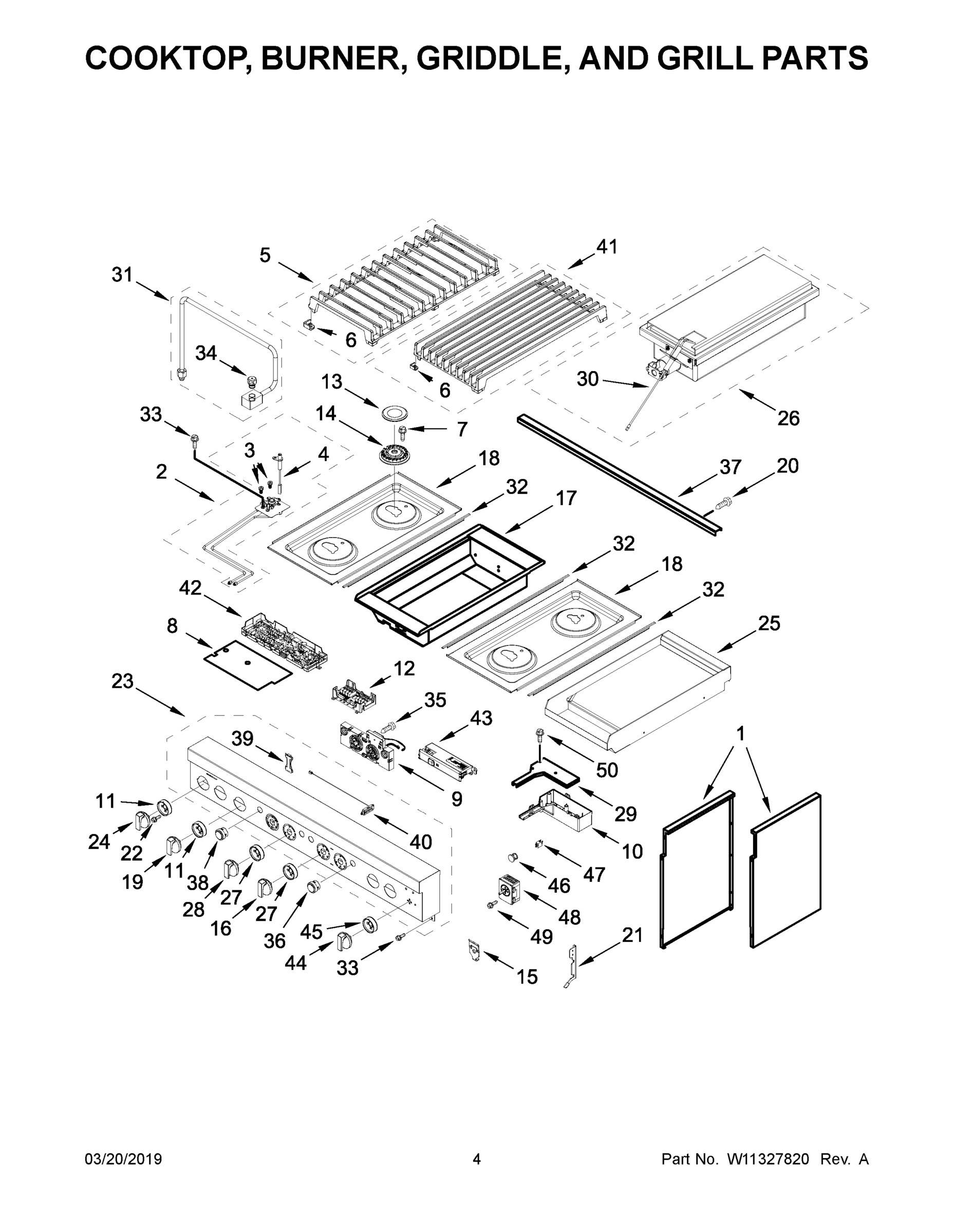 03 - COOKTOP, BURNER, GRIDDLE, AND GRILL PARTS