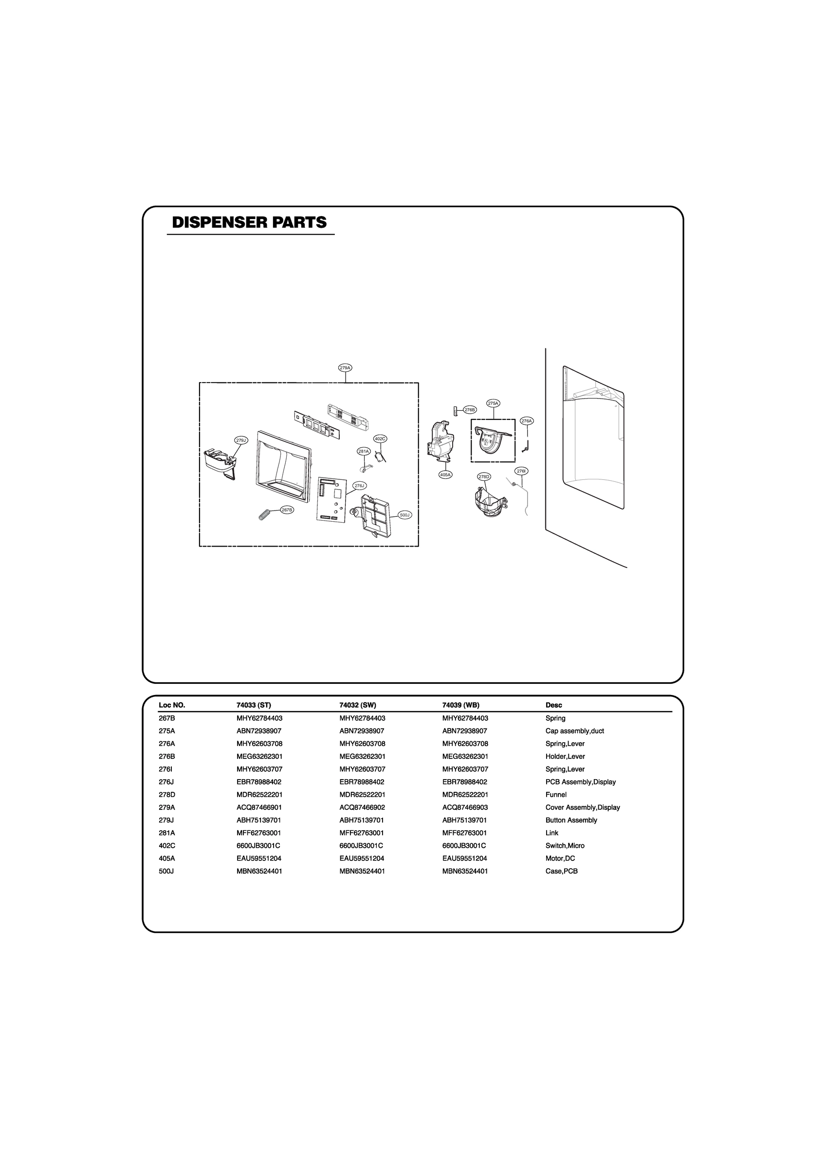 DISPENSER PARTS