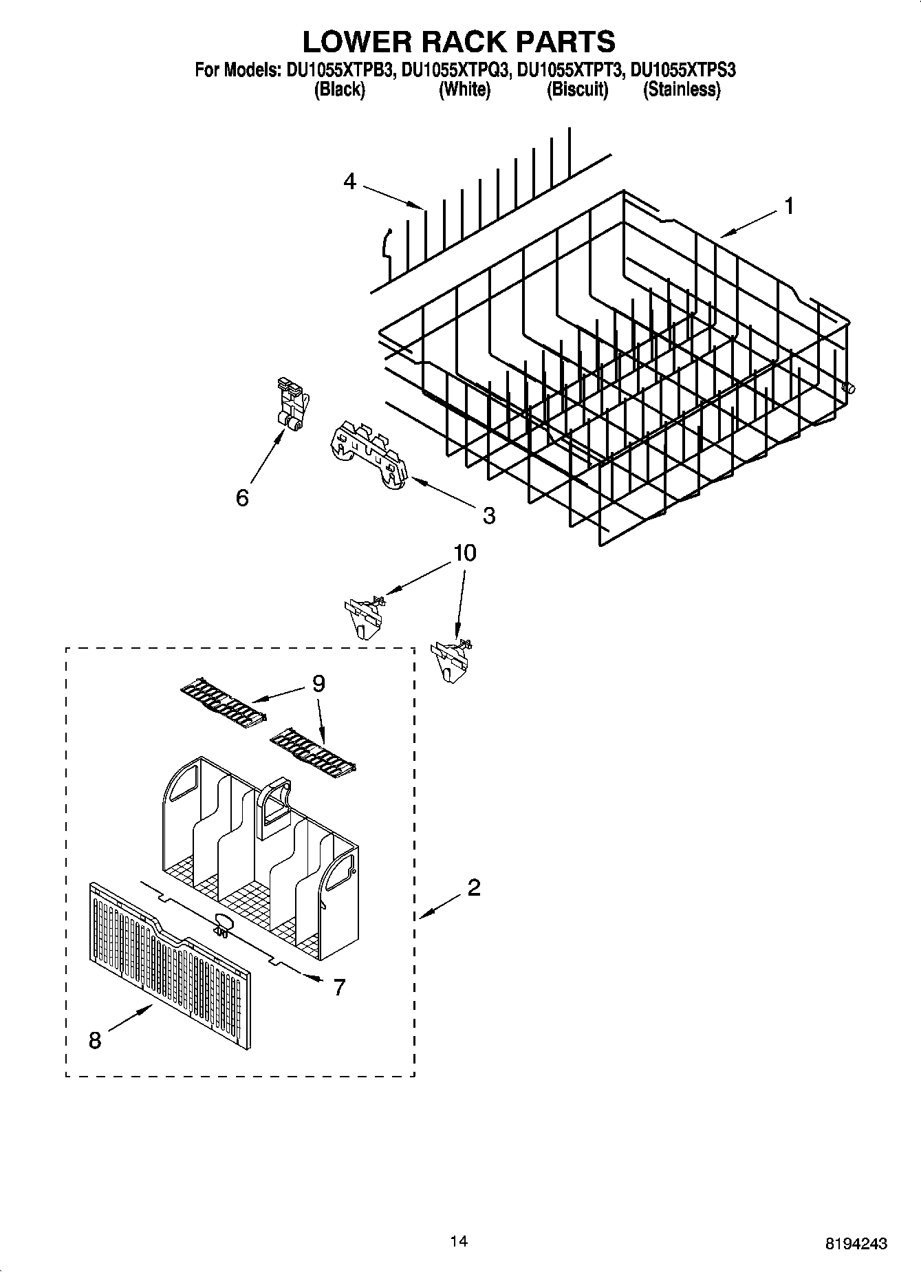 11 - LOWER RACK PARTS, OPTIONAL PARTS (NOT INCLUDED)