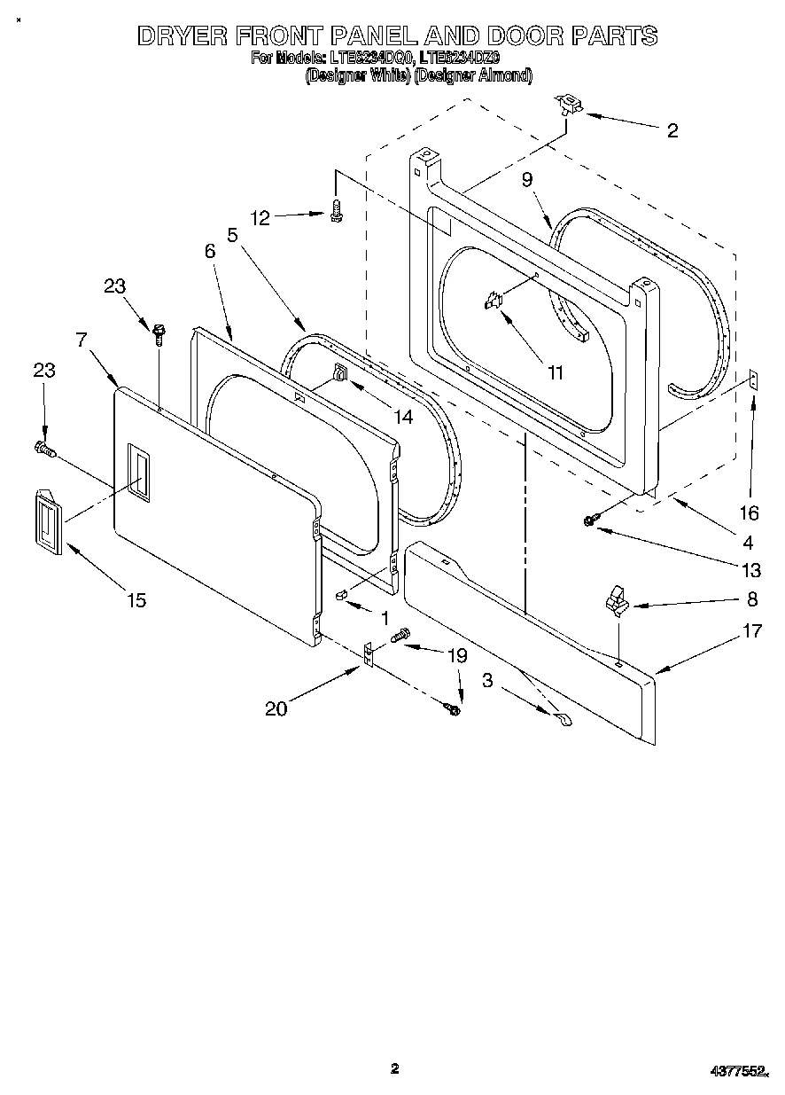 02 - DRYER FRONT PANEL AND DOOR