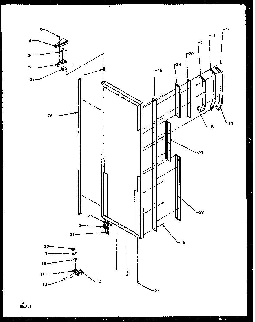 14 - REF DOOR HINGE AND TRIM PARTS