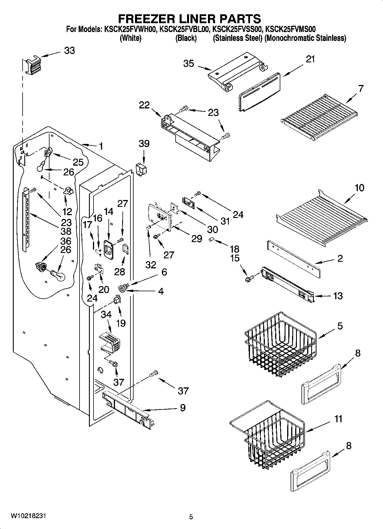 04 - FREEZER LINER PARTS