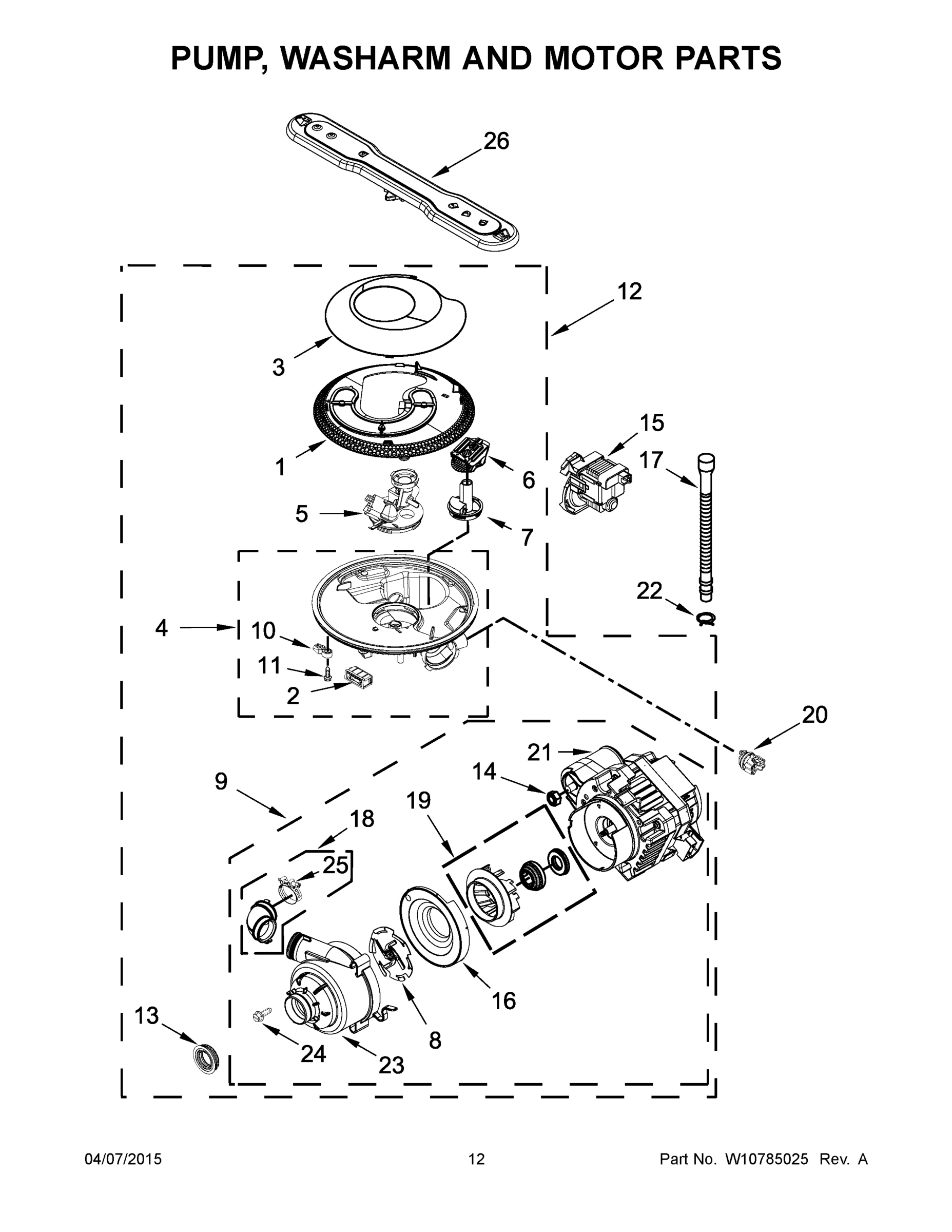07 - PUMP, WASHARM AND MOTOR PARTS