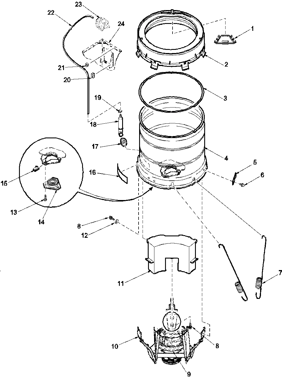10 - OUTER TUB, COVER, PRESSURE TUBE