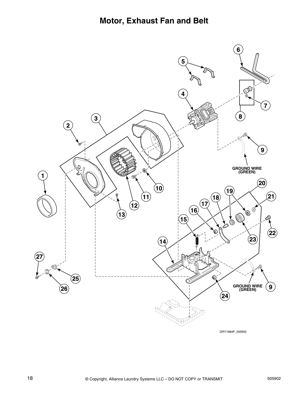 Motor, Exhaust Fan and Belt
