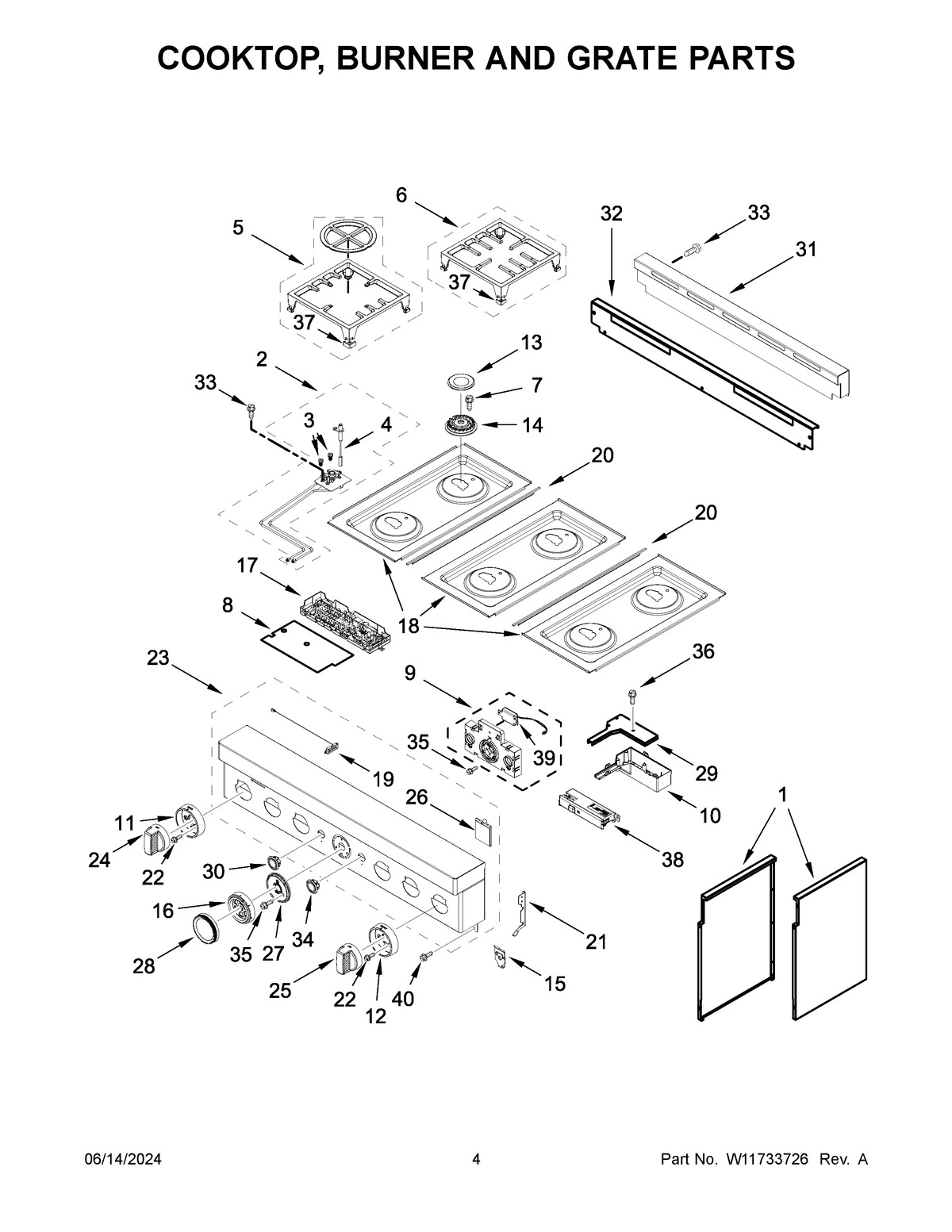 03 - COOKTOP, BURNER AND GRATE PARTS