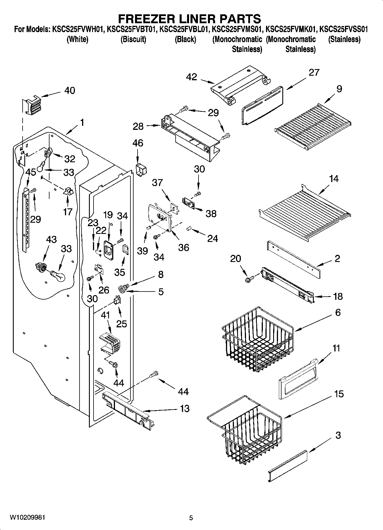 04 - FREEZER LINER PARTS