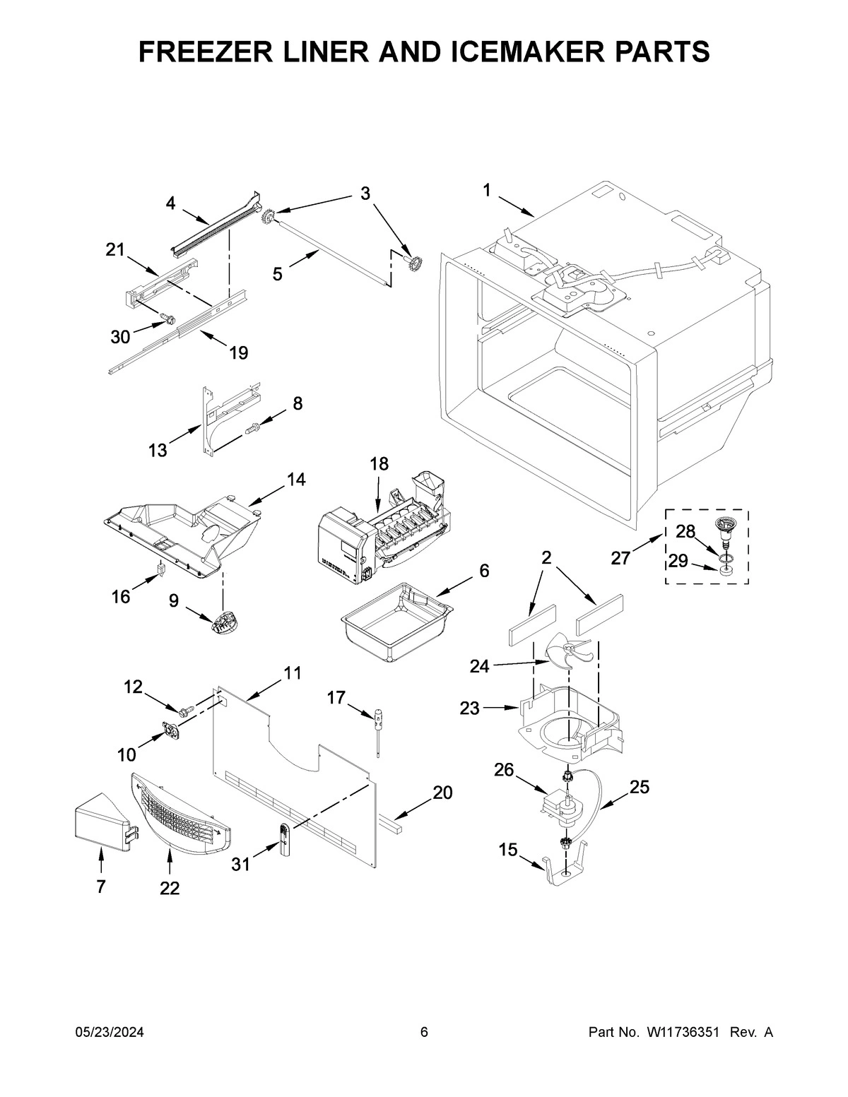 04 - FREEZER LINER AND ICEMAKER PARTS