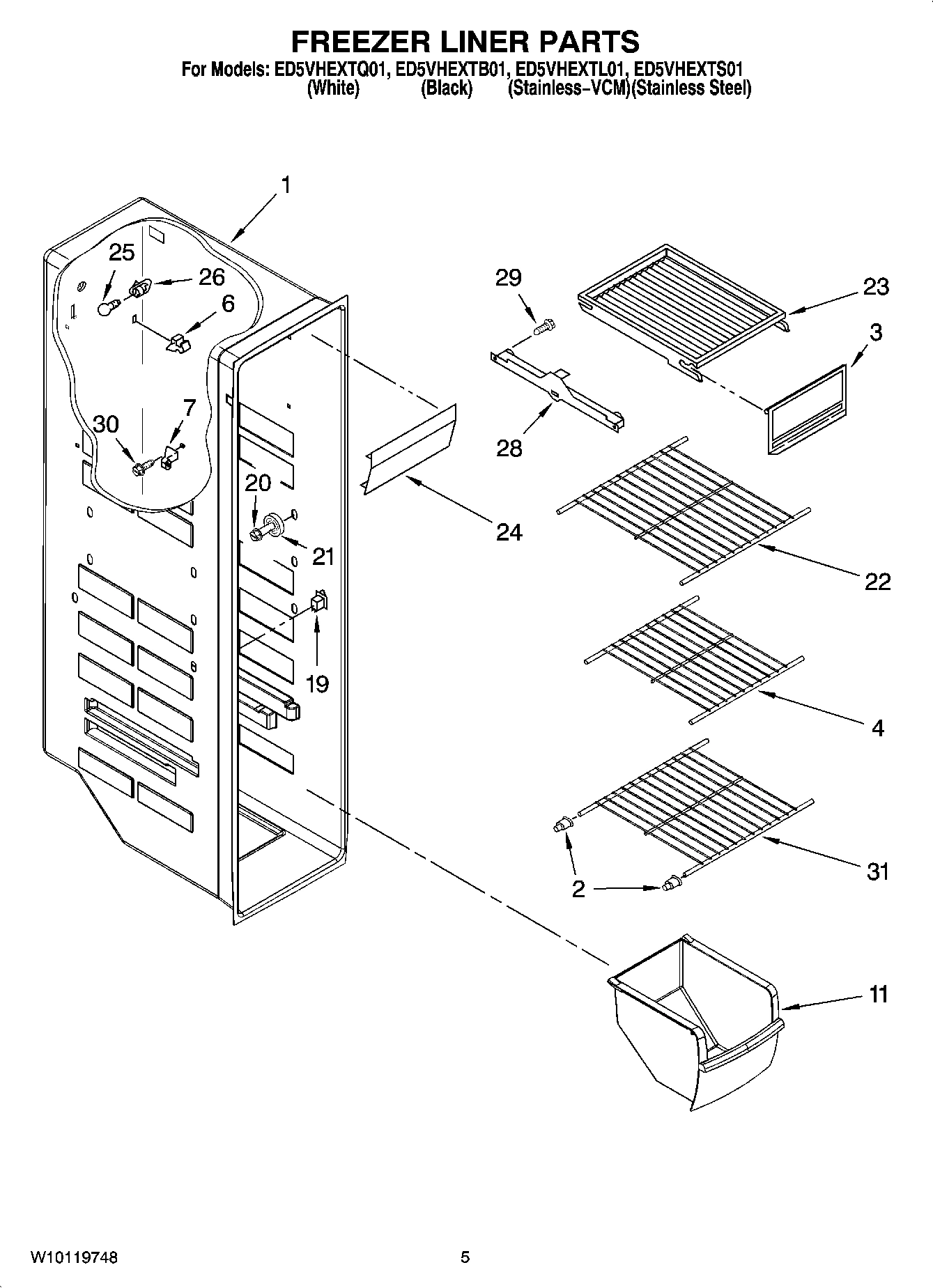 04 - FREEZER LINER PARTS