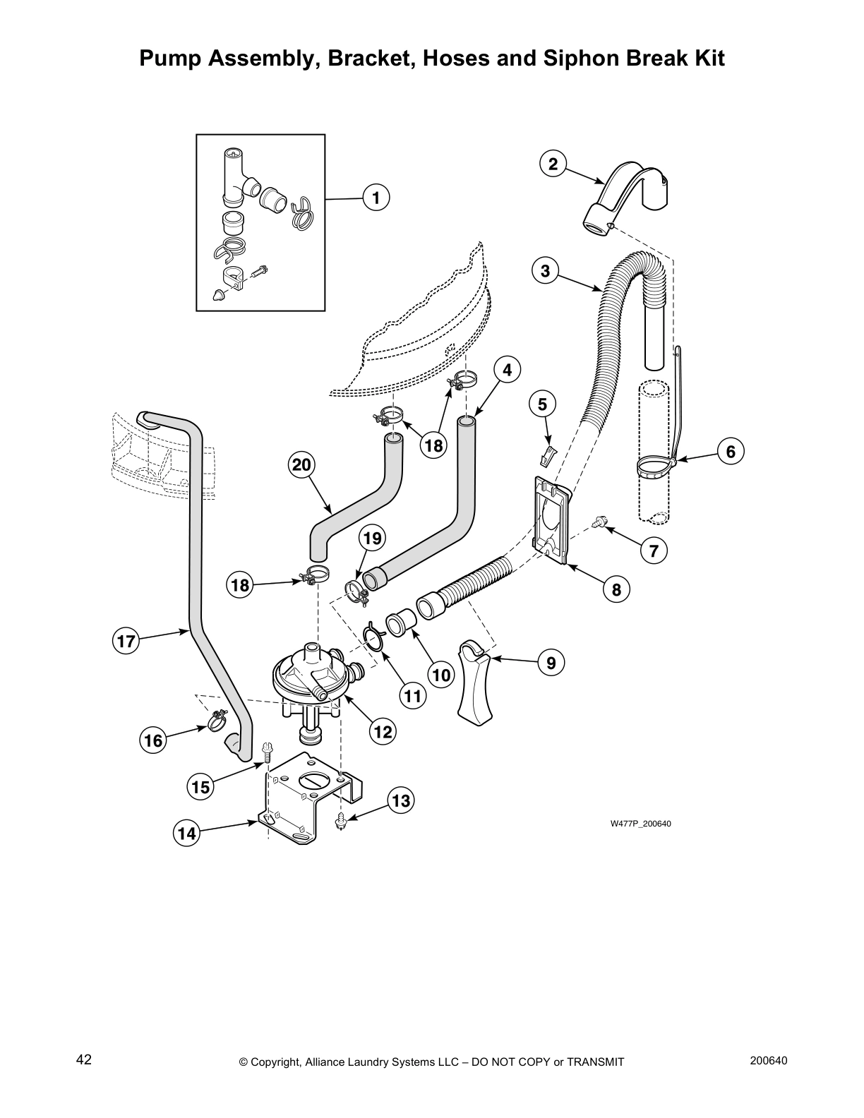 Pump Assembly, Bracket, Hoses and Siphon Break Kit