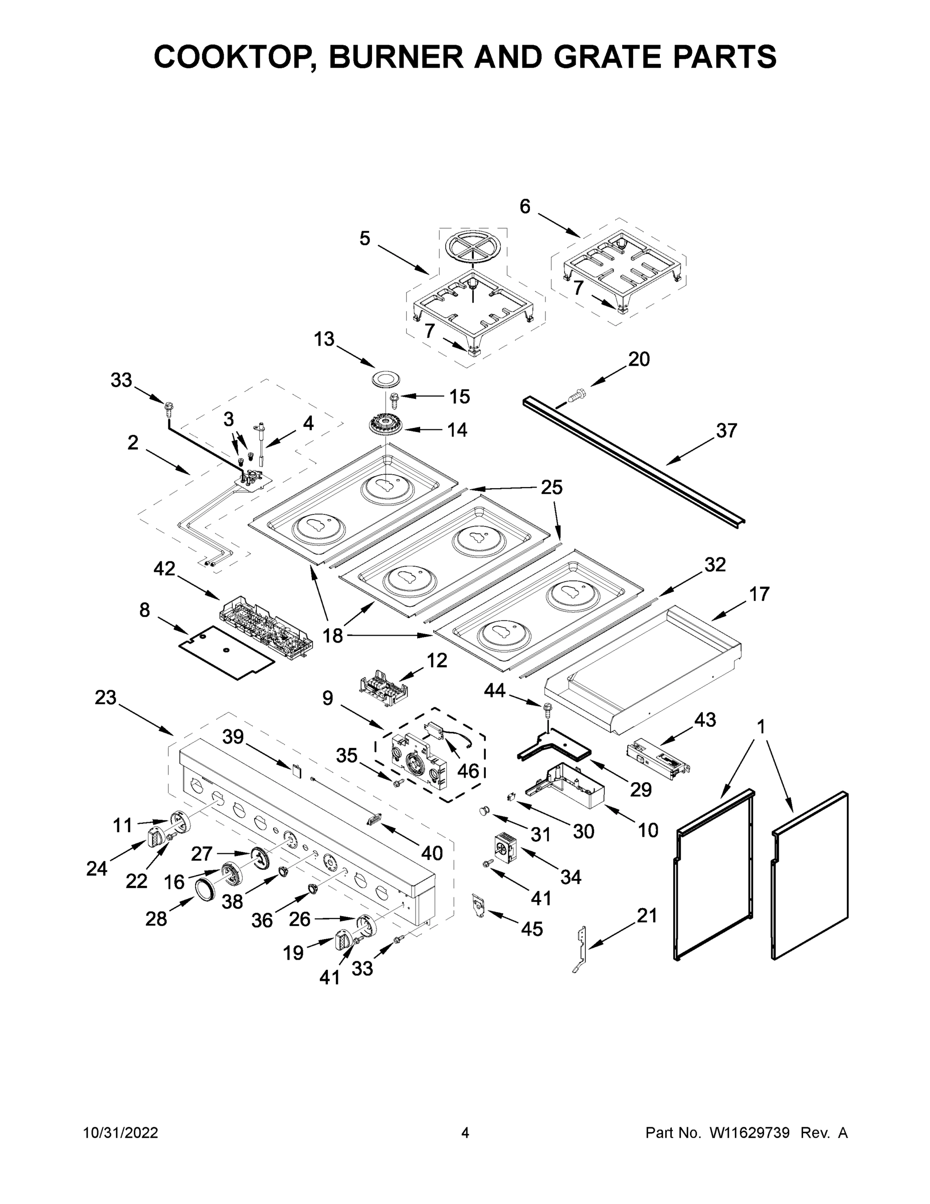 03 - COOKTOP, BURNER AND GRATE PARTS