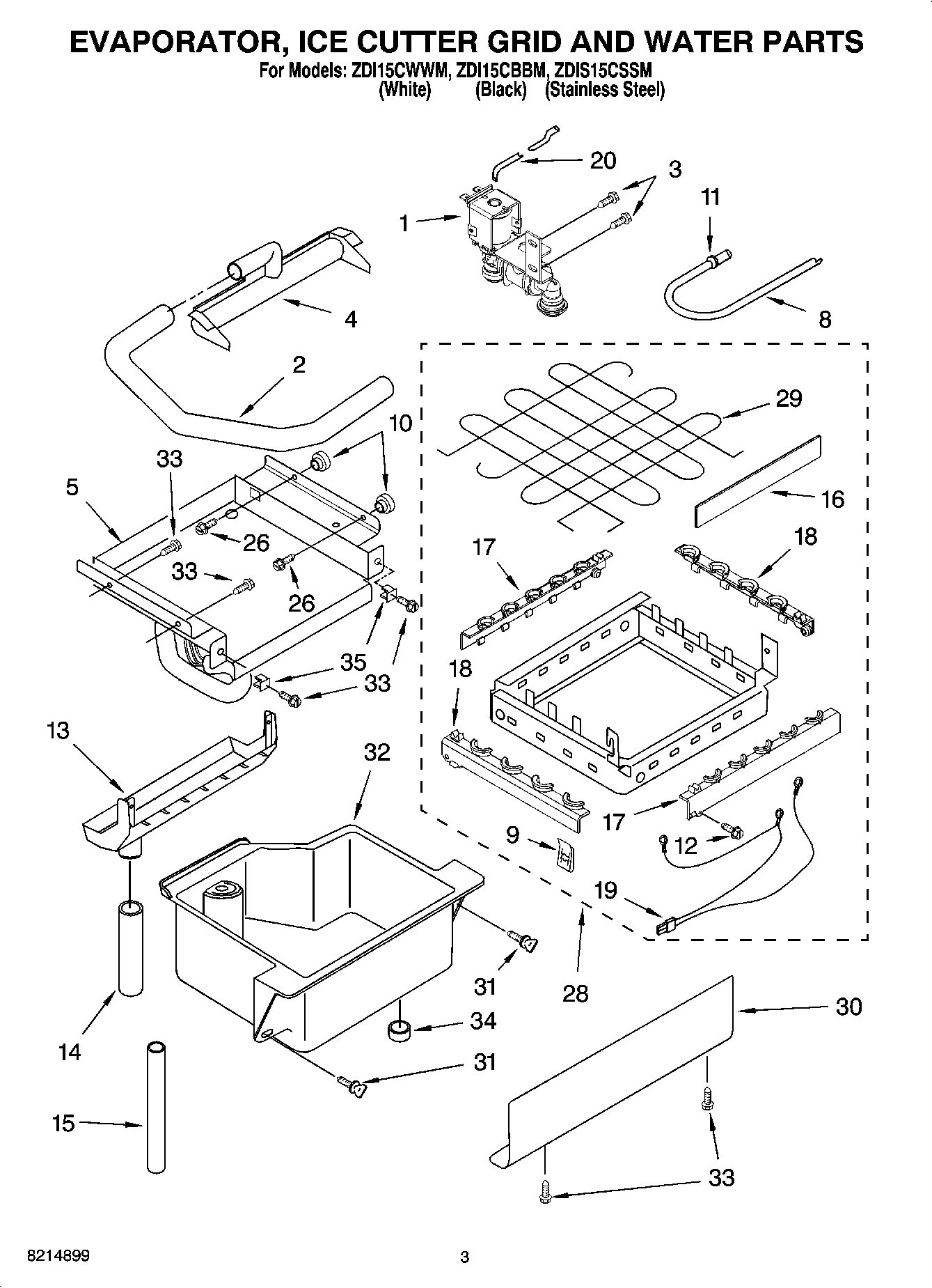 02 - EVAPORATOR ICE CUTTER GRID AND WATER PARTS