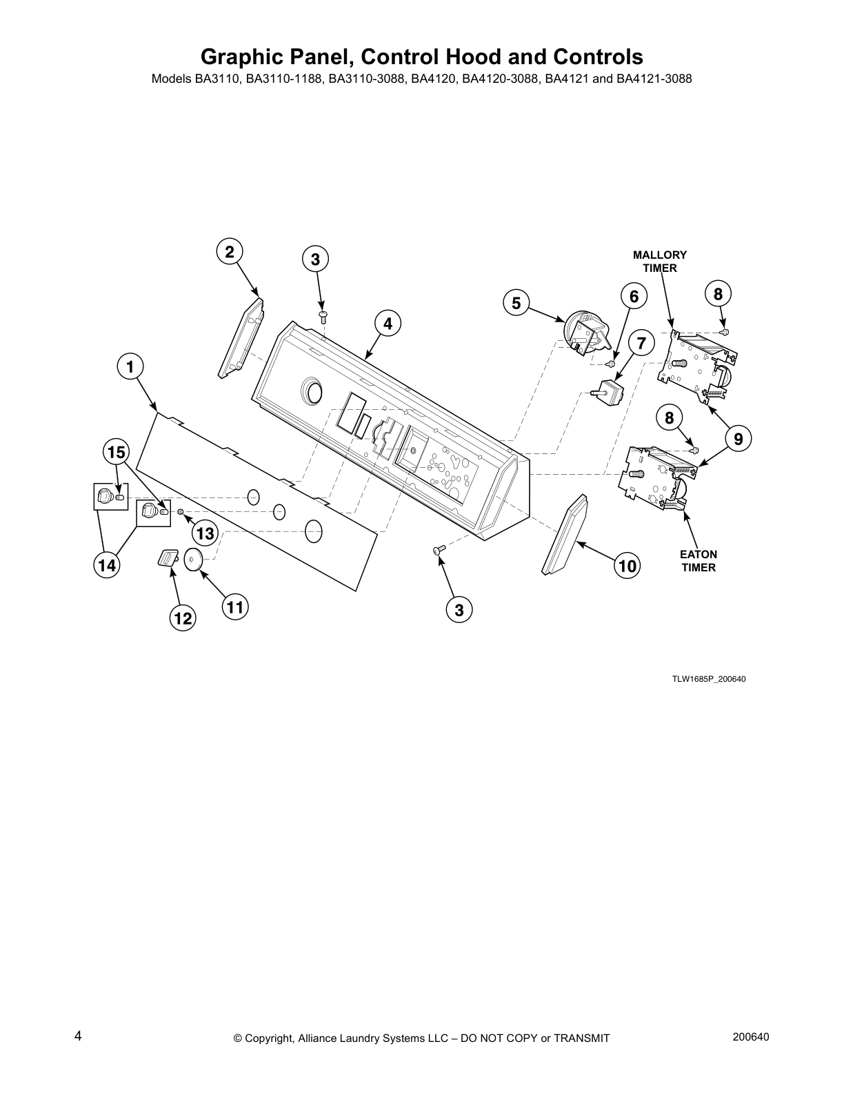 Graphic Panel, Control Hood and Controls