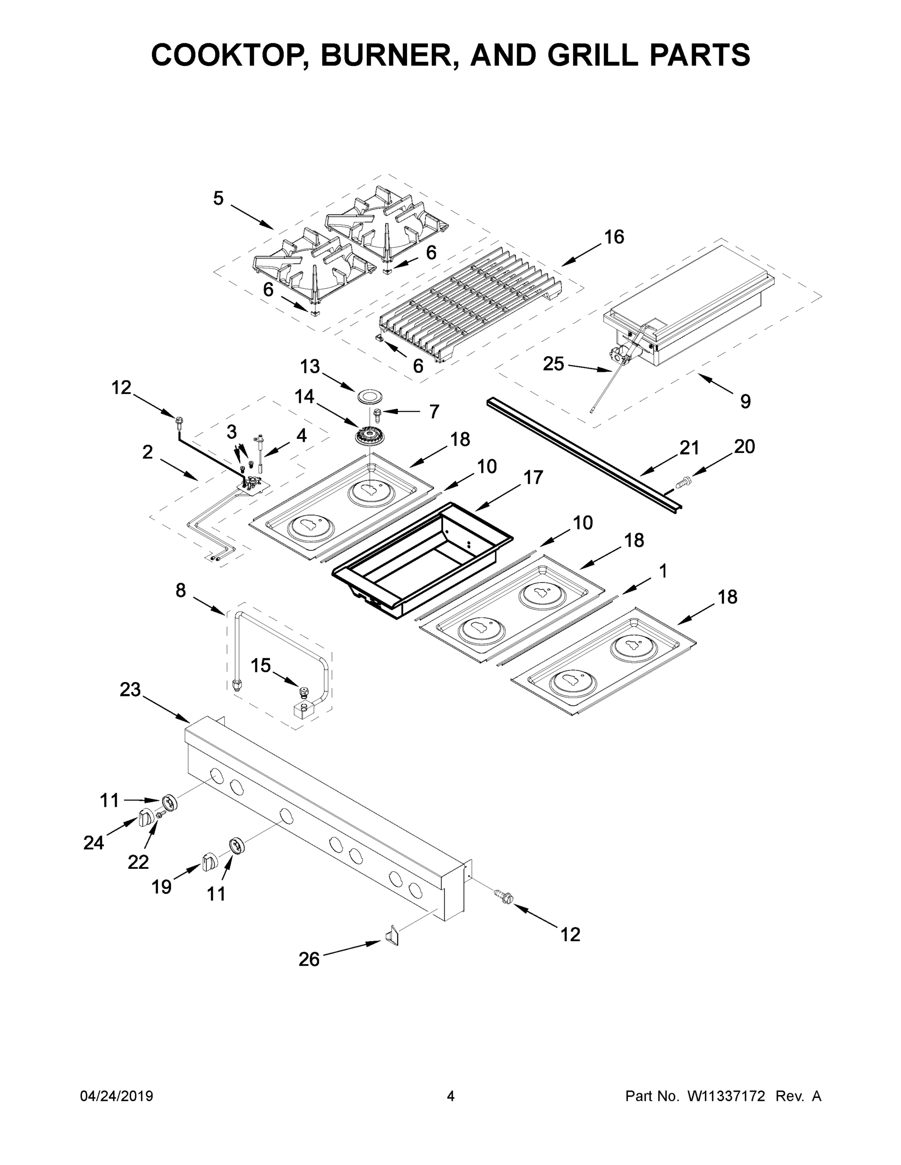 03 - COOKTOP, BURNER, AND GRILL PARTS