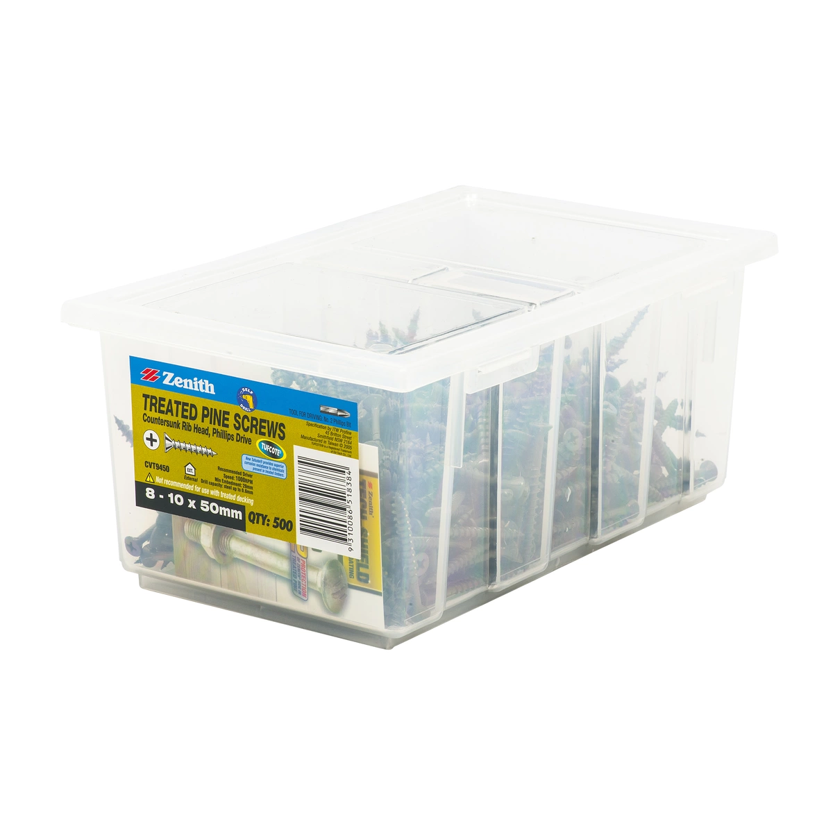 ZENITH® 8G x 50mm TUFCOTE® Treated Pine Screws (Phillips Drive) – 500 Pack