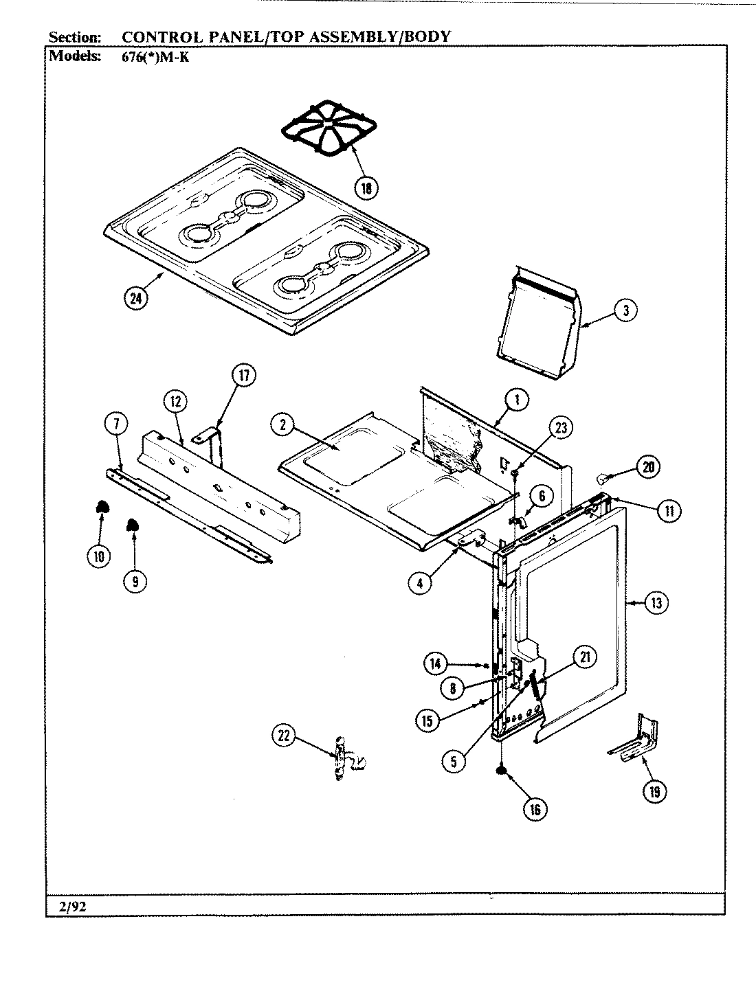 02 - CONTROL PANEL/TOP ASSY./BODY