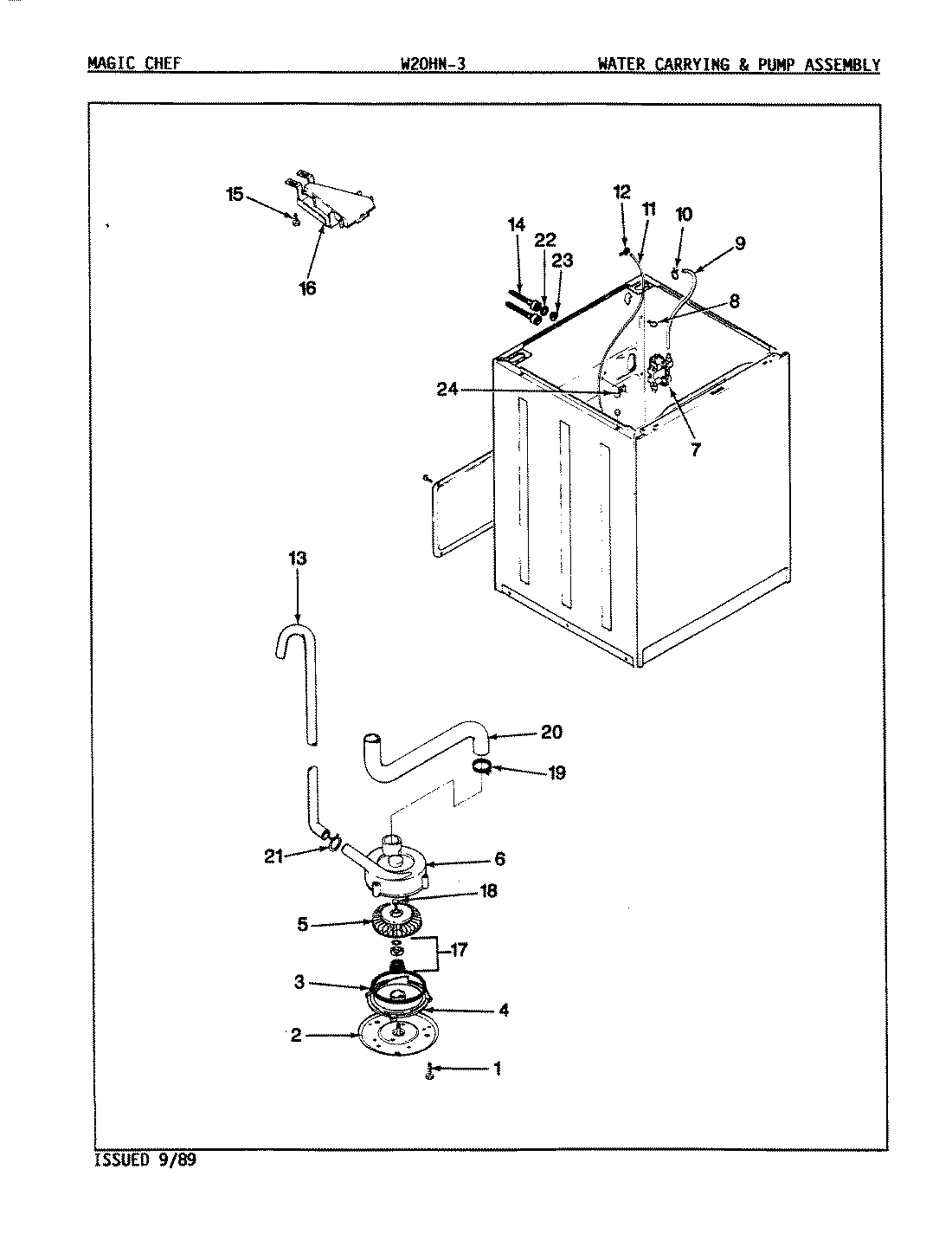 11 - WATER CARRYING & PUMP ASSY. (REV. E-J)