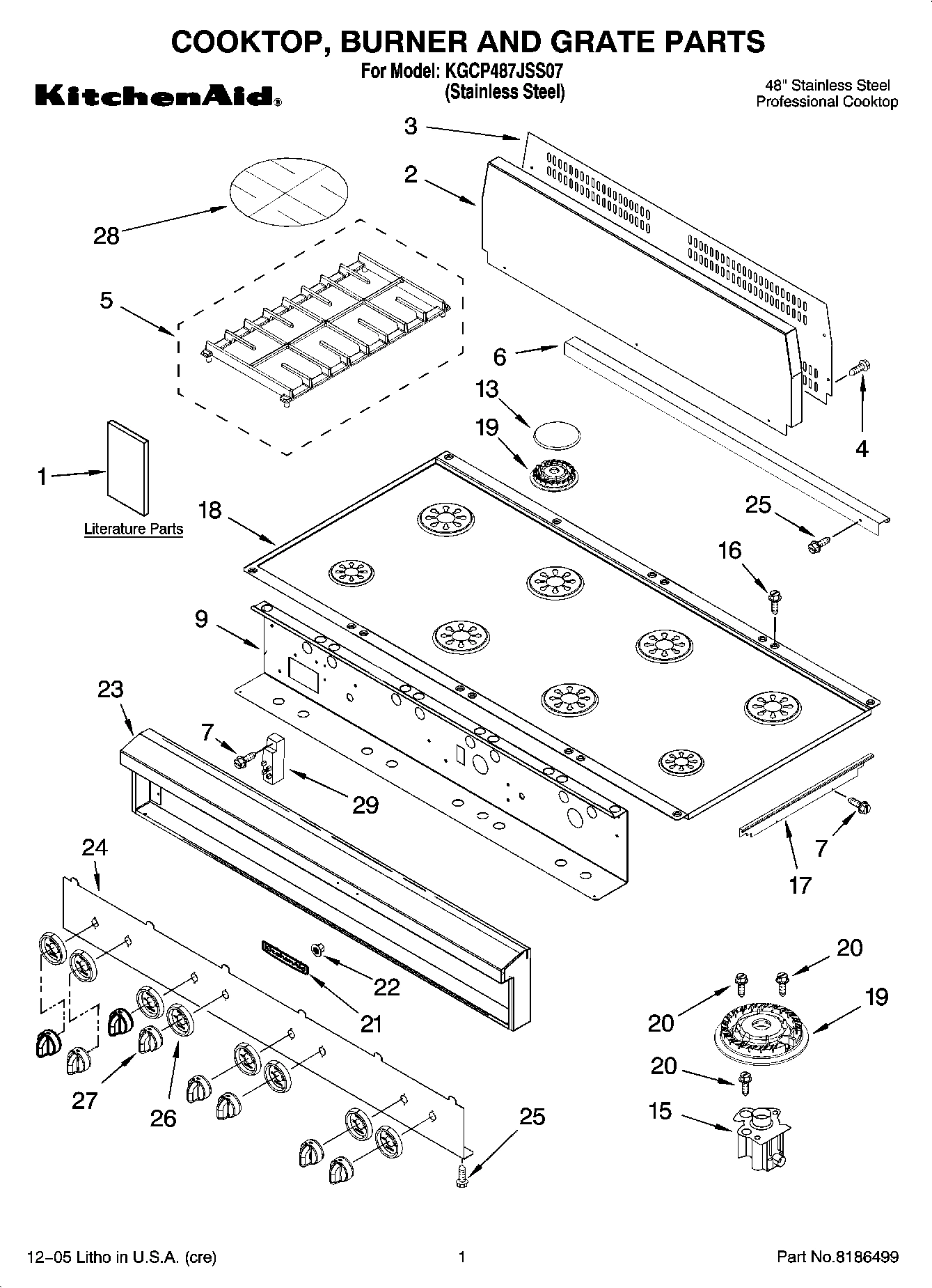 01 - COOKTOP, BURNER AND GRATE PARTS