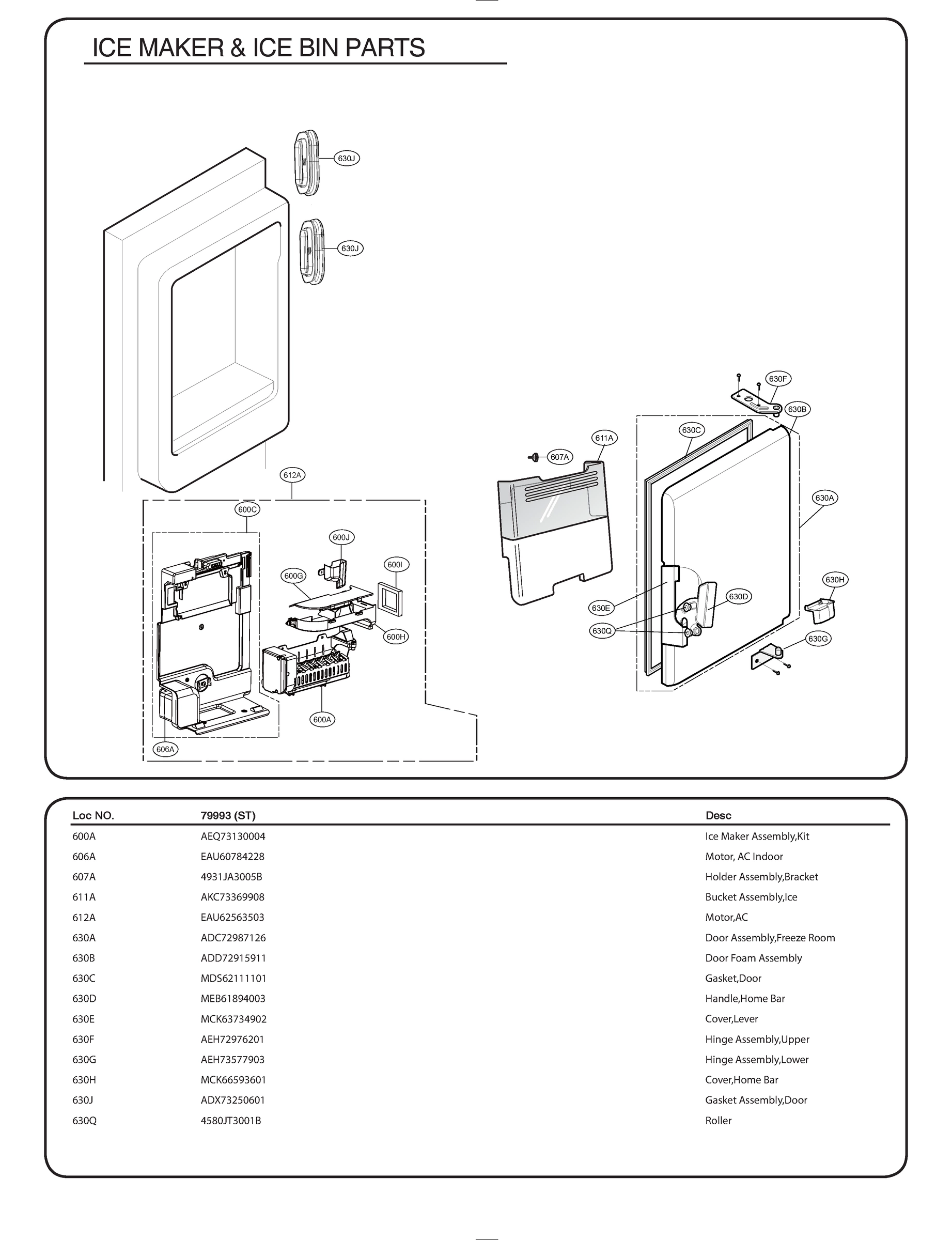 ICE MAKER & ICE BIN PARTS