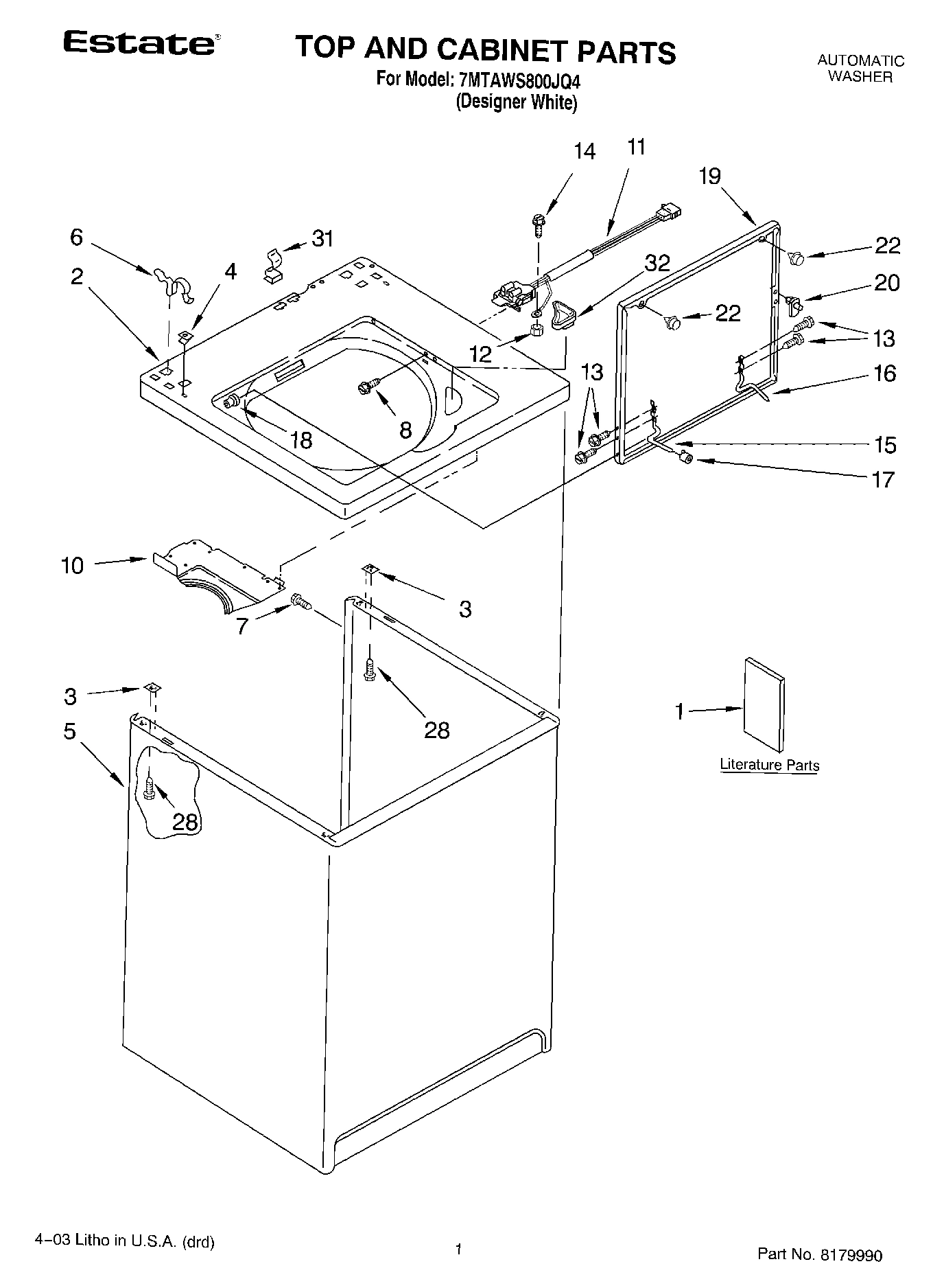 01 - TOP AND CABINET PARTS