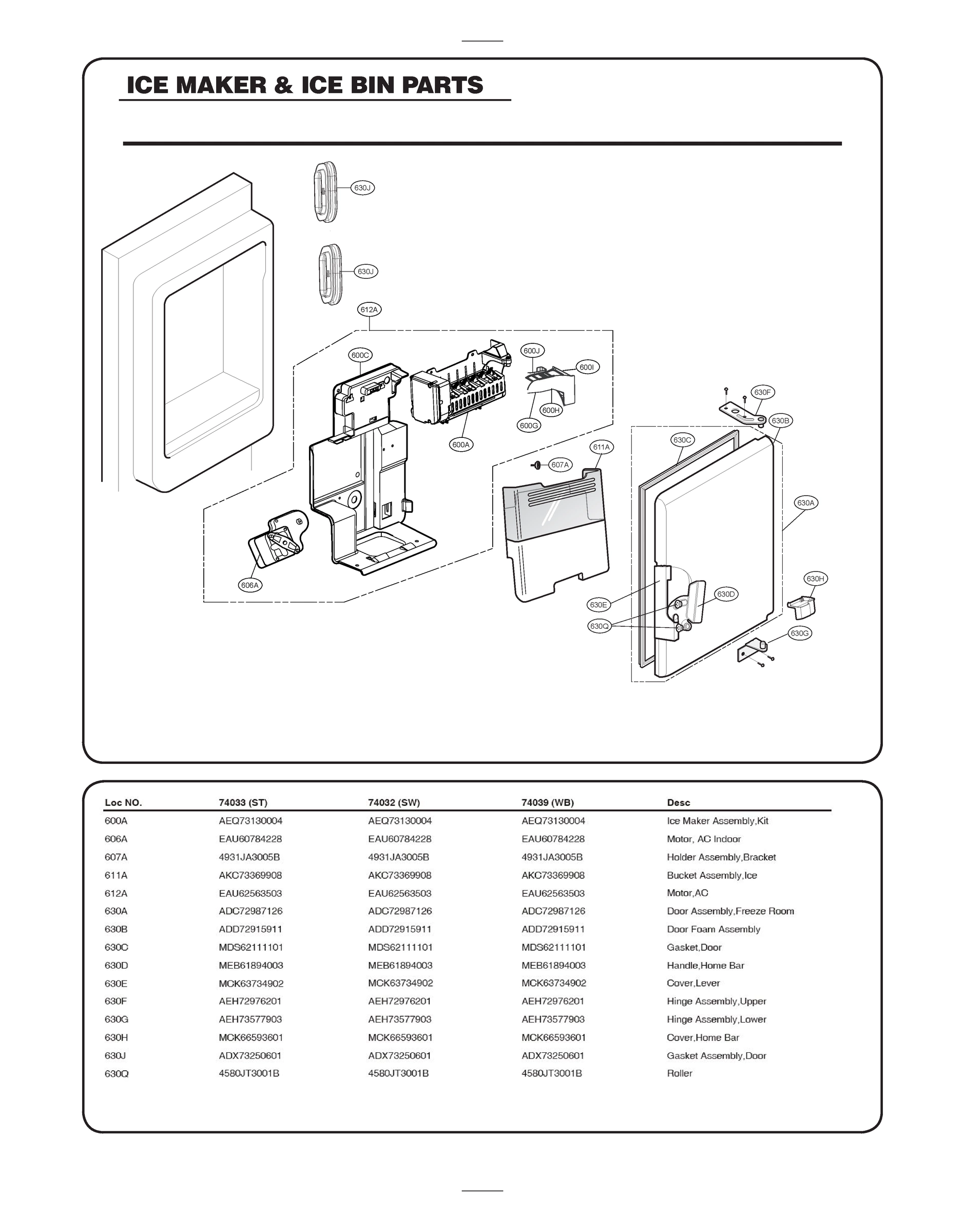 ICE MAKER & ICE BIN PARTS