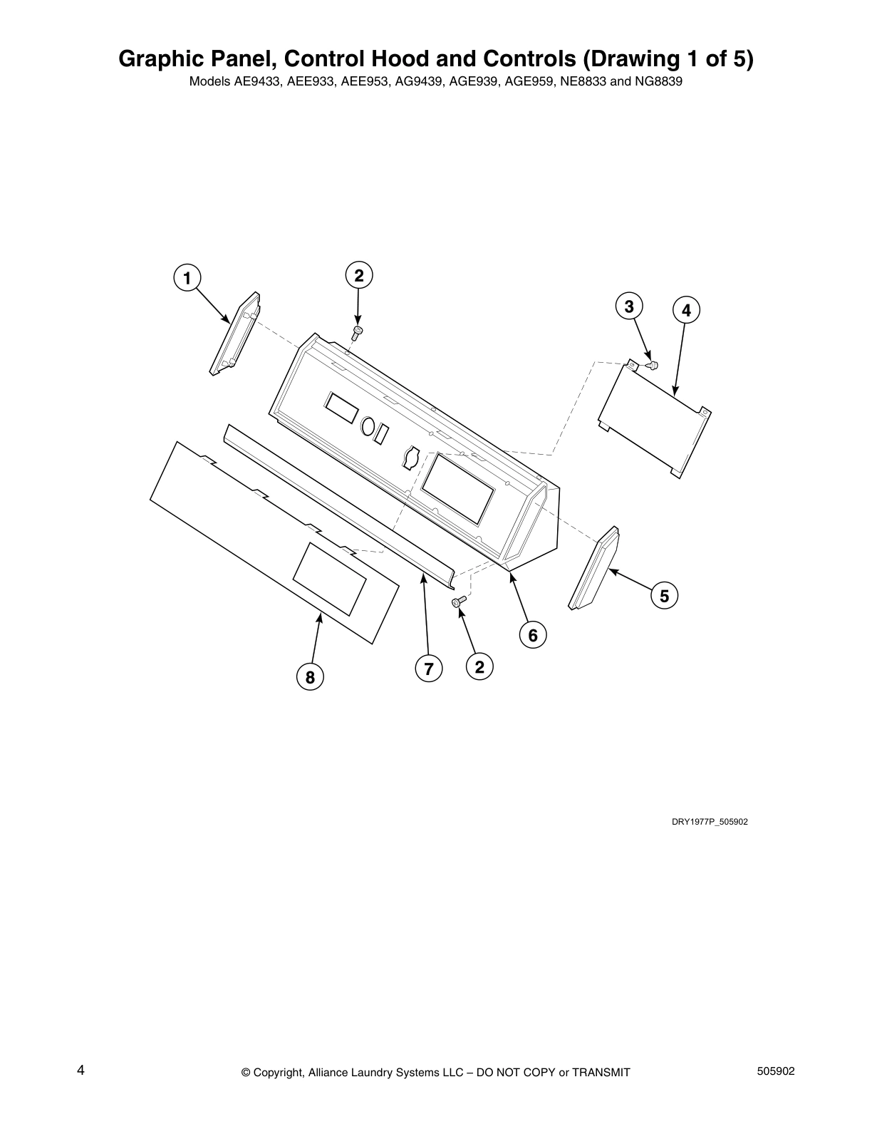 Graphic Panel, Control Hood and Controls (Drawing 1 of 5)