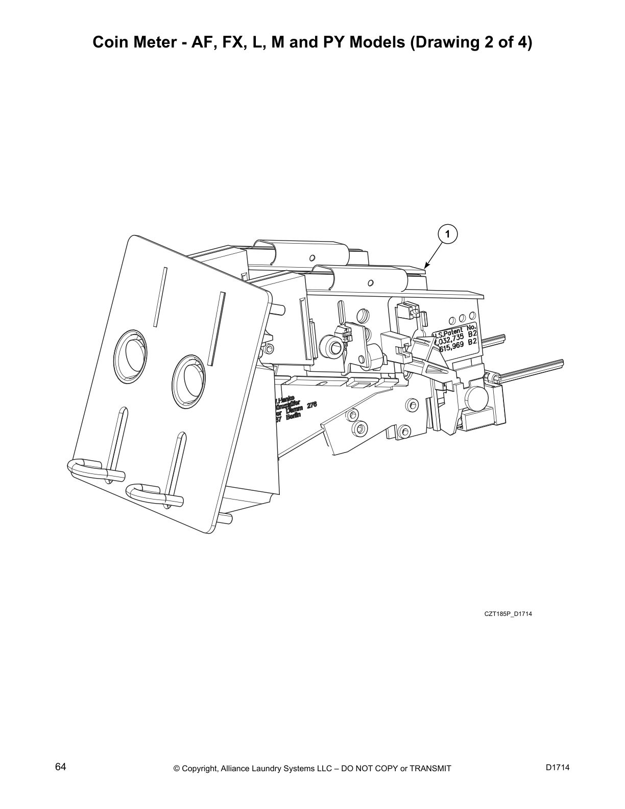 Coin Meter - AF, FX, L, M and PY Models (Drawing 2 of 4)